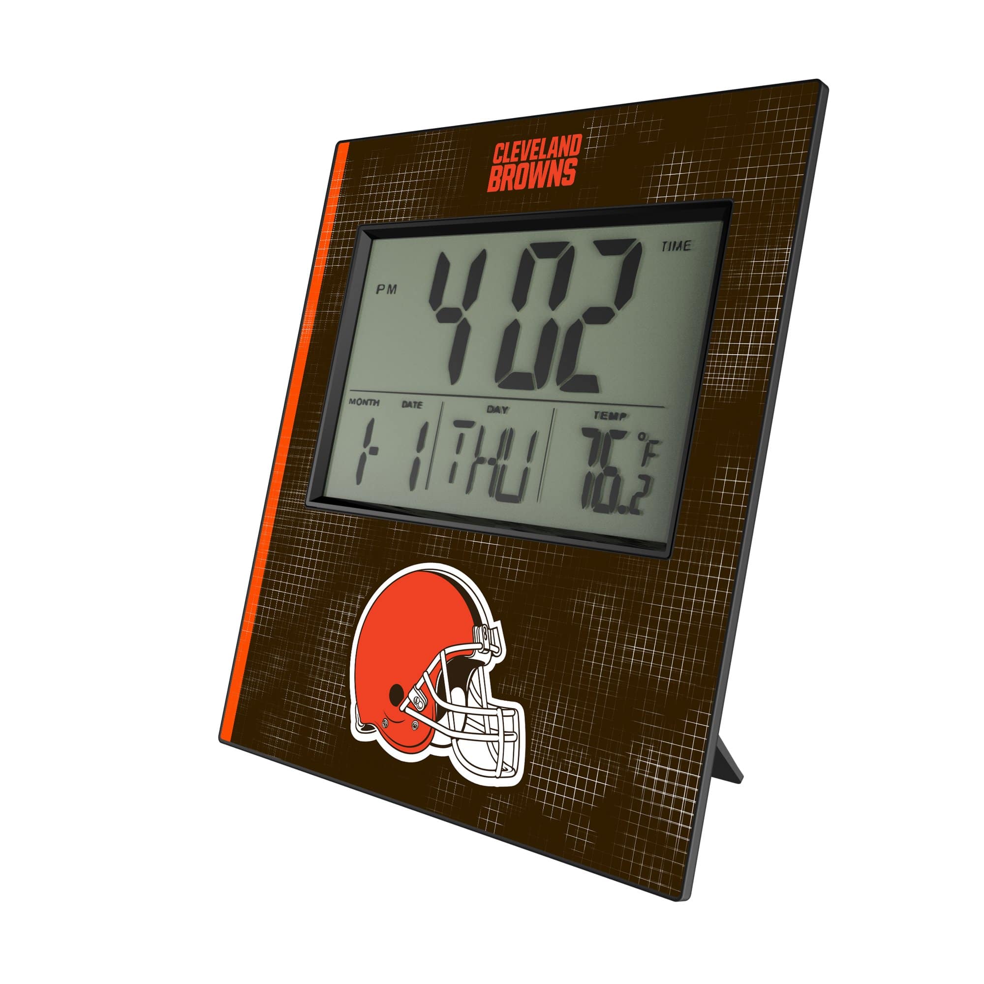 Keyscaper - Cleveland Browns Cross Hatch Digital Desk Clock - Multicolor