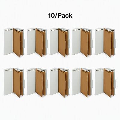 Alt View 4. Staples - 60% Recycled Pressboard Classification Folder, 2-Dividers, 2.5" Expansion, Letter Size, 10/Box - Light Gray/Green.