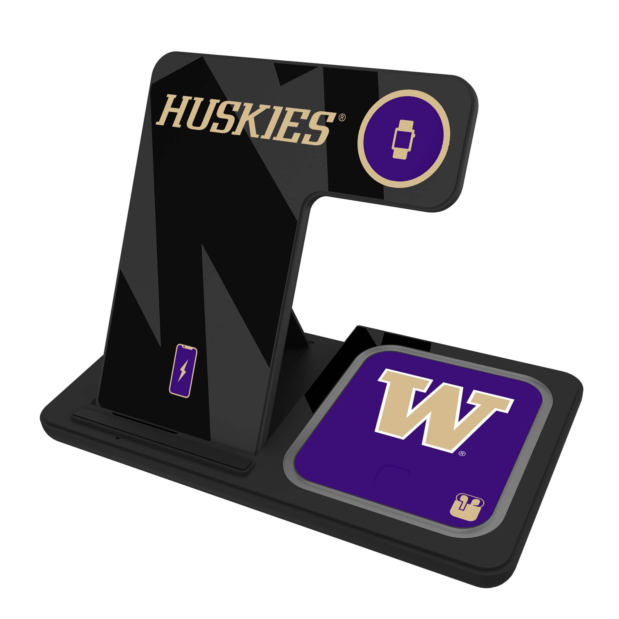 Keyscaper - Washington Huskies 3-In-1 Wireless Charger - Multicolor