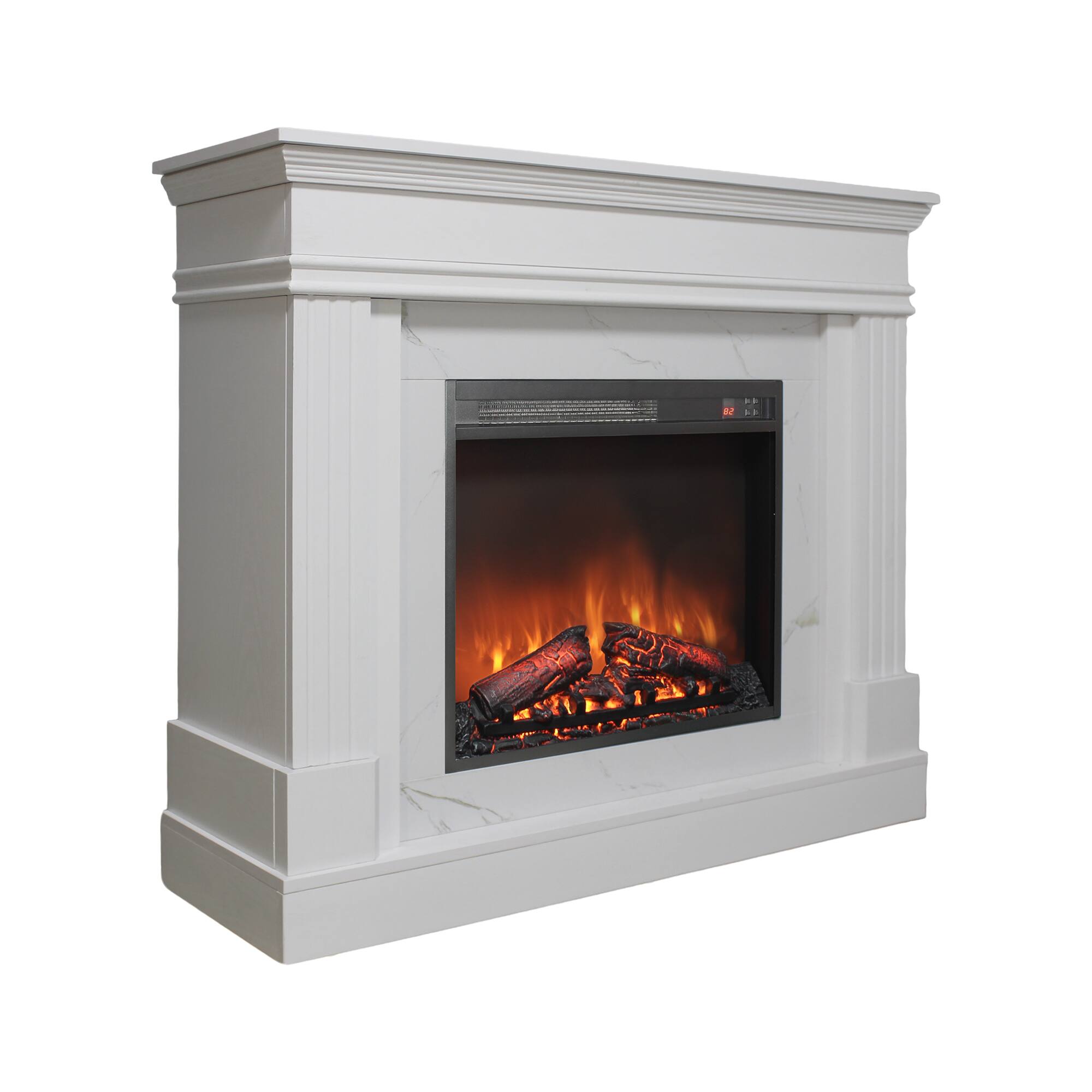 Alt View 6. Tiramisubest - 44" Electric Fireplace with Mantel,23" Fireplace Insert Heater,Realistic Log and Flame Effect,Remote Control,Timer - Jasmine White.