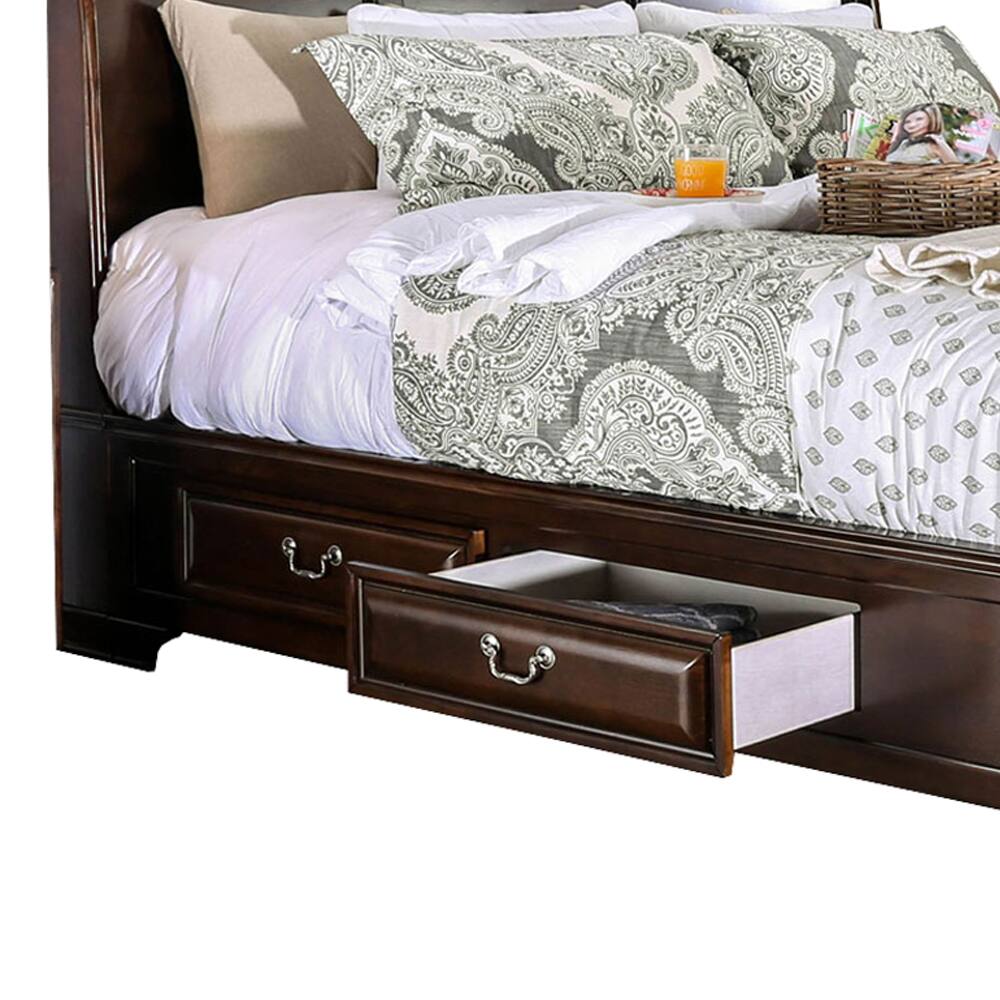 Alt View 2. Manhattan Lane - Wooden Queen Size Bed with Spacious Storage Drawers - Brown.