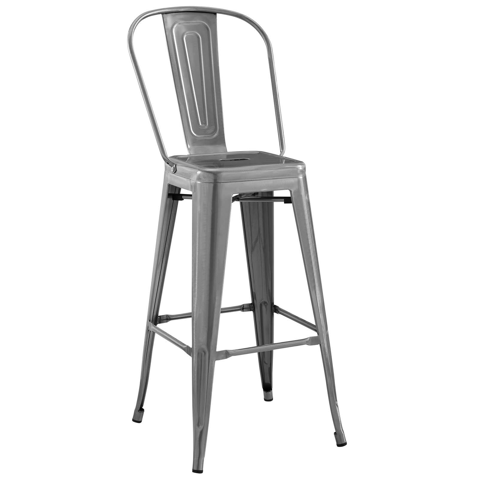 Angle. Modway - Promenade Metal Bar Side Stool by Modway - Gunmetal.