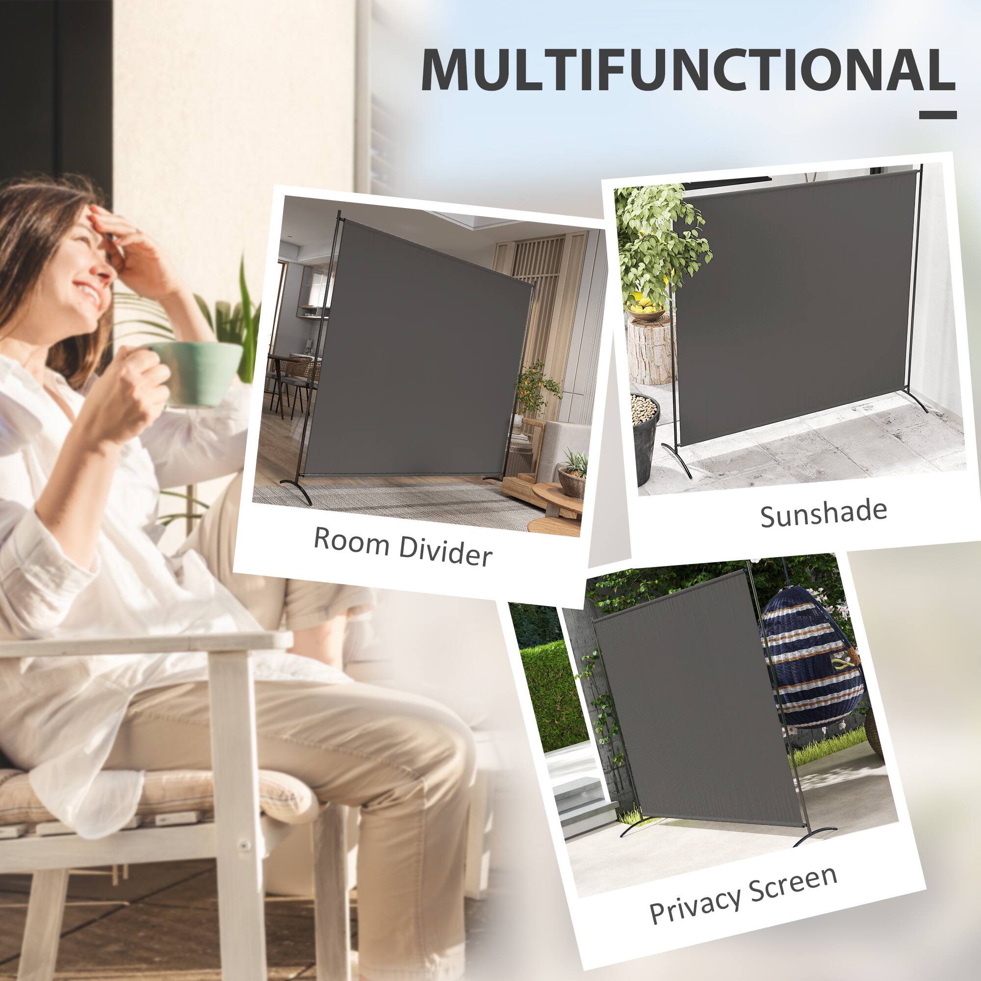 MULTIFUNCTIONAL  
- Room Divider  
- Sunshade  
- Privacy Screen