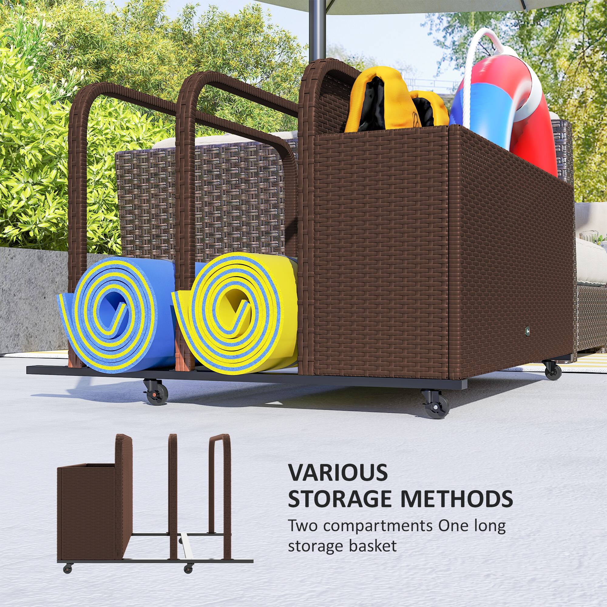 VARIOUS STORAGE METHODS
Two compartments
One long storage basket