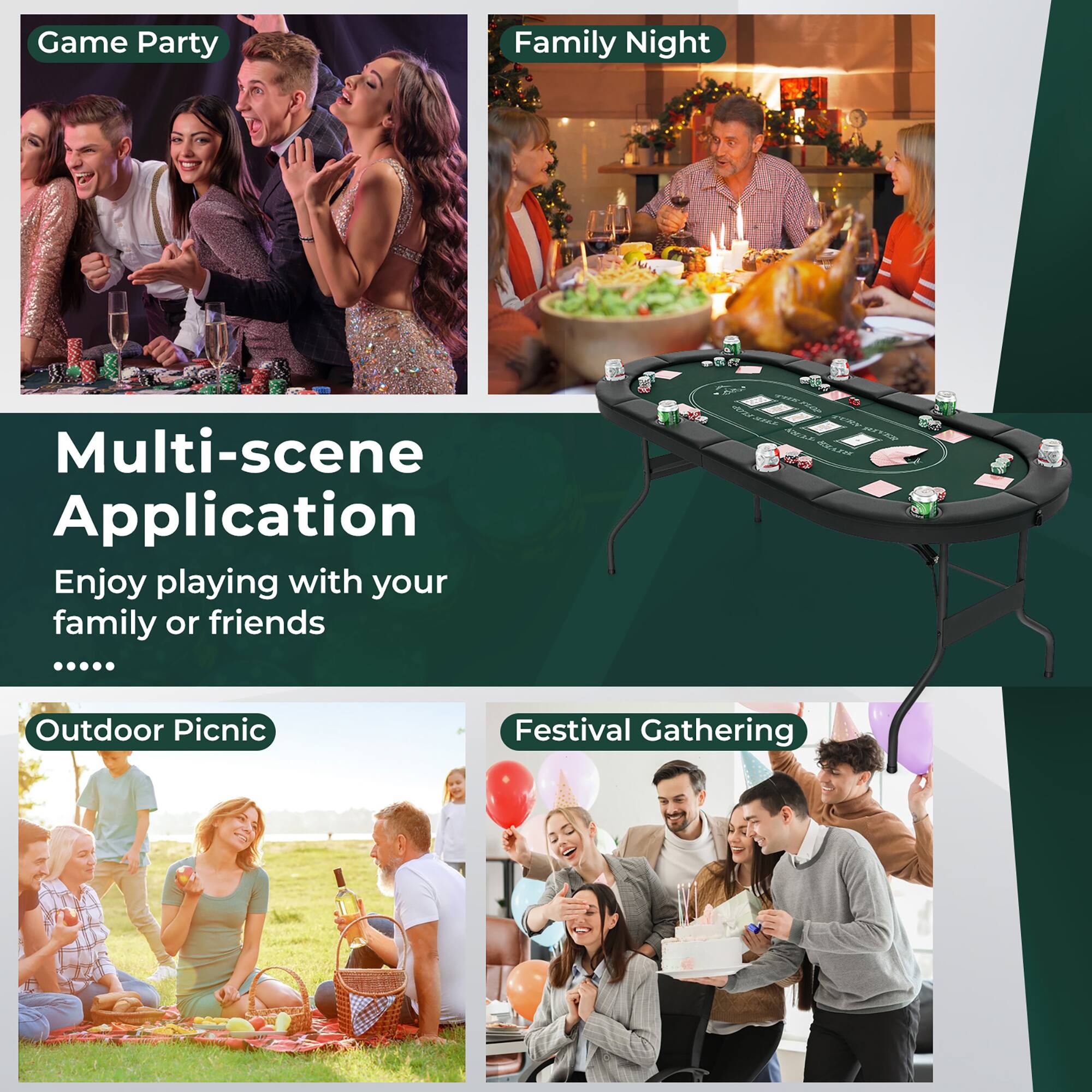 Game Party  
Family Night  
Multi-scene Application  
Enjoy playing with your family or friends .....  
Outdoor Picnic  
Festival Gathering