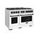 Angle. ZLINE - ZLINE Autograph 48" Freestanding Select Gas Range w/ 8 Burners & White Doors w/ Black Accents (HGRZ-WM-48-MB) - Stainless Steel.