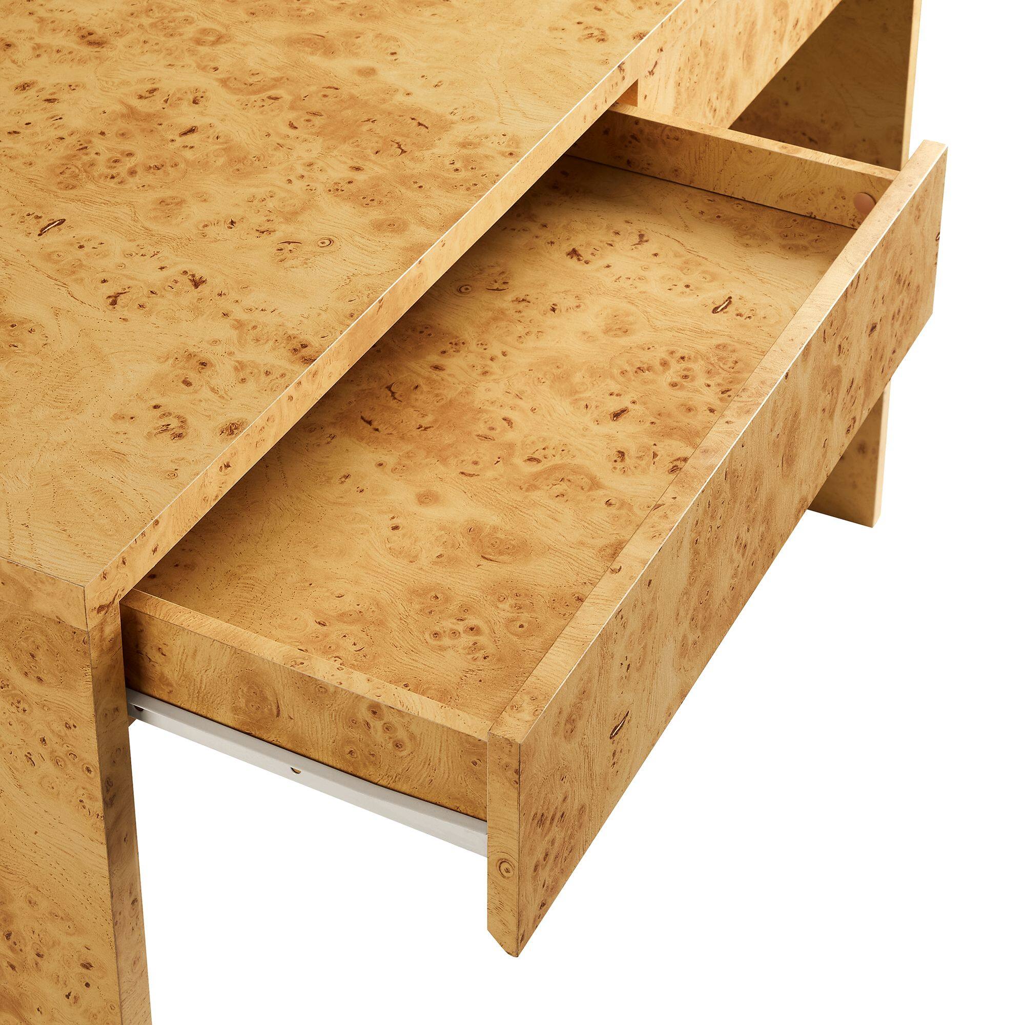 Alt View 5. Modway - Hudson 2-Drawer Burl Wood Desk by Modway - Natural.