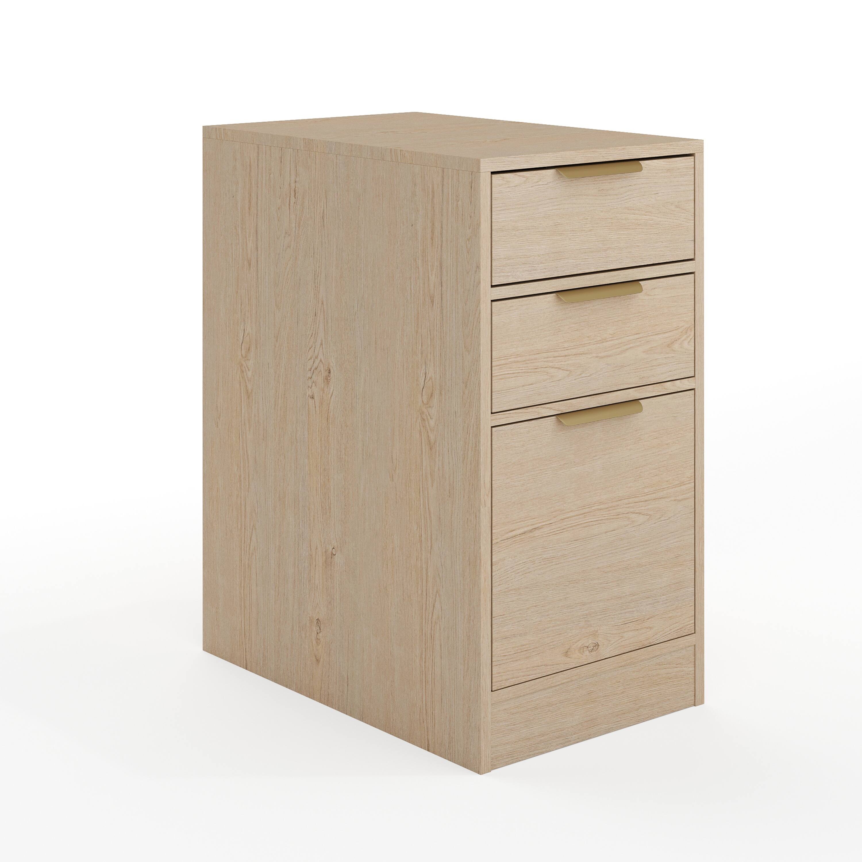 Front. Martha Stewart - Kayden Home Office Modular 3 Drawer File Cabinet - Light Natural.