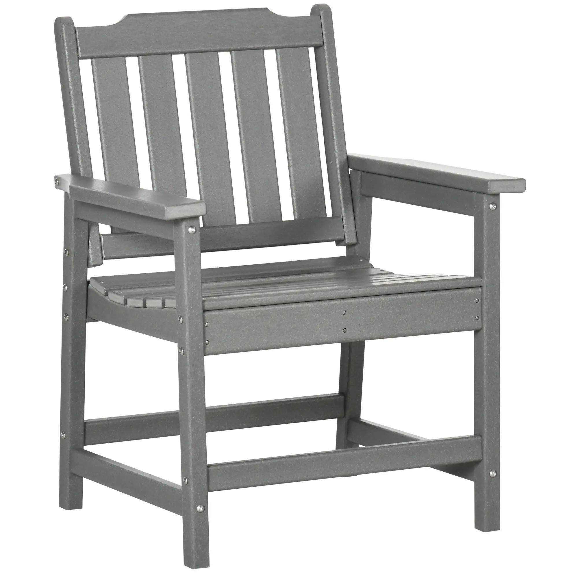 Angle. Resenkos - Resenkos All-Weather Seat, Durable HDPE Dining Chair, Sturdy Wood-Like Outdoor Set, Ideal for Garden, Patio, Gray - Gray.