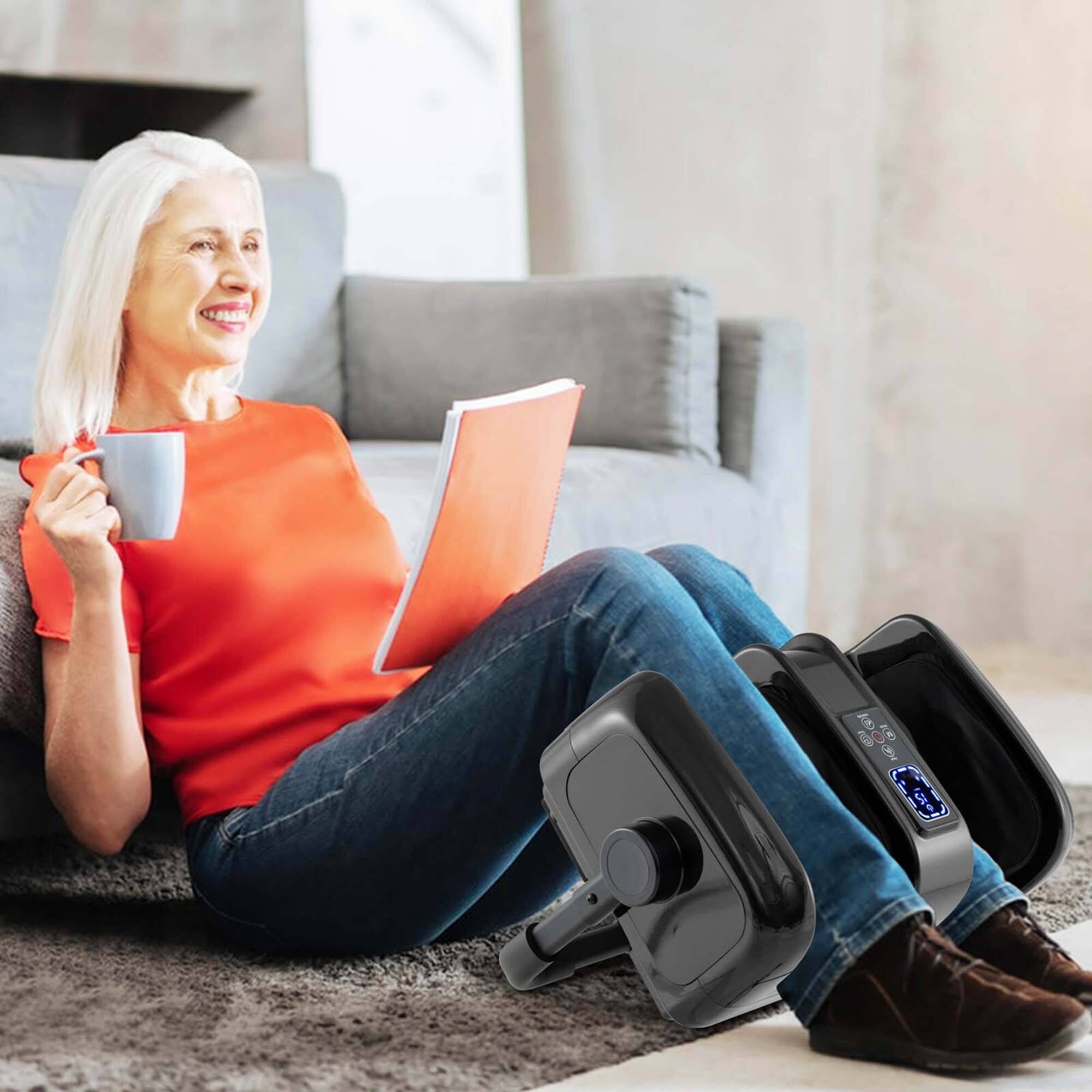 Left. Costway - Foot & Calf Massager Deep Kneading Shiatsu Massager Machine with Heat Black - Black.