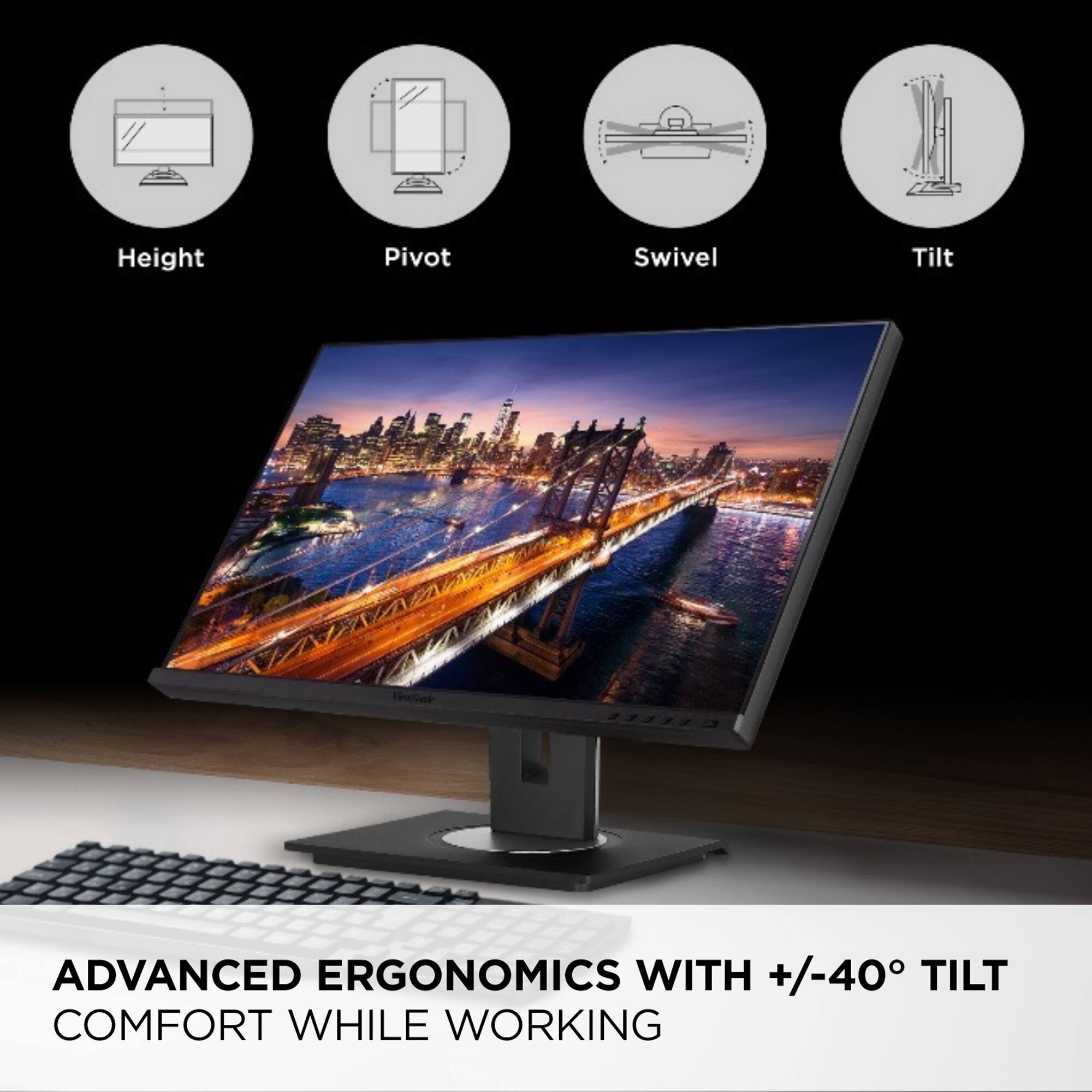 Advanced Ergonomics with +/-40 Tilt: Comfort While Working