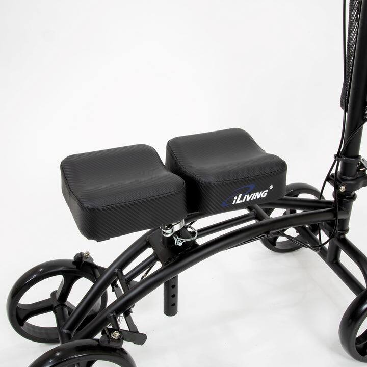 Alt View 2. iLIVING - ILG-611 Knee Walker Scooter, Steerable Rollator with Basket, Adjustable Pads & Tiller, Dual Brakes, Crutch Alternative - Black.