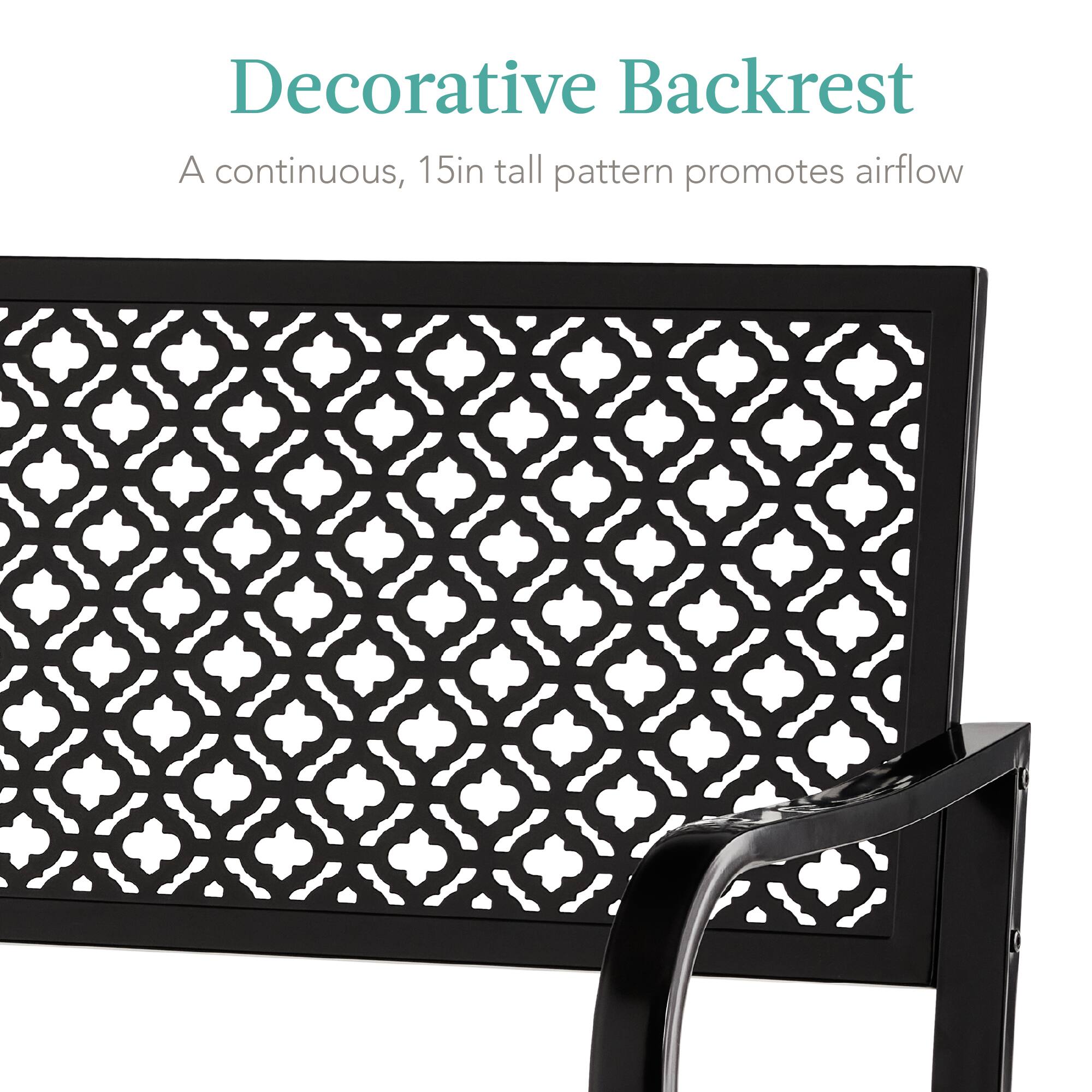 Decorative Backrest  
A continuous, 15in tall pattern promotes airflow