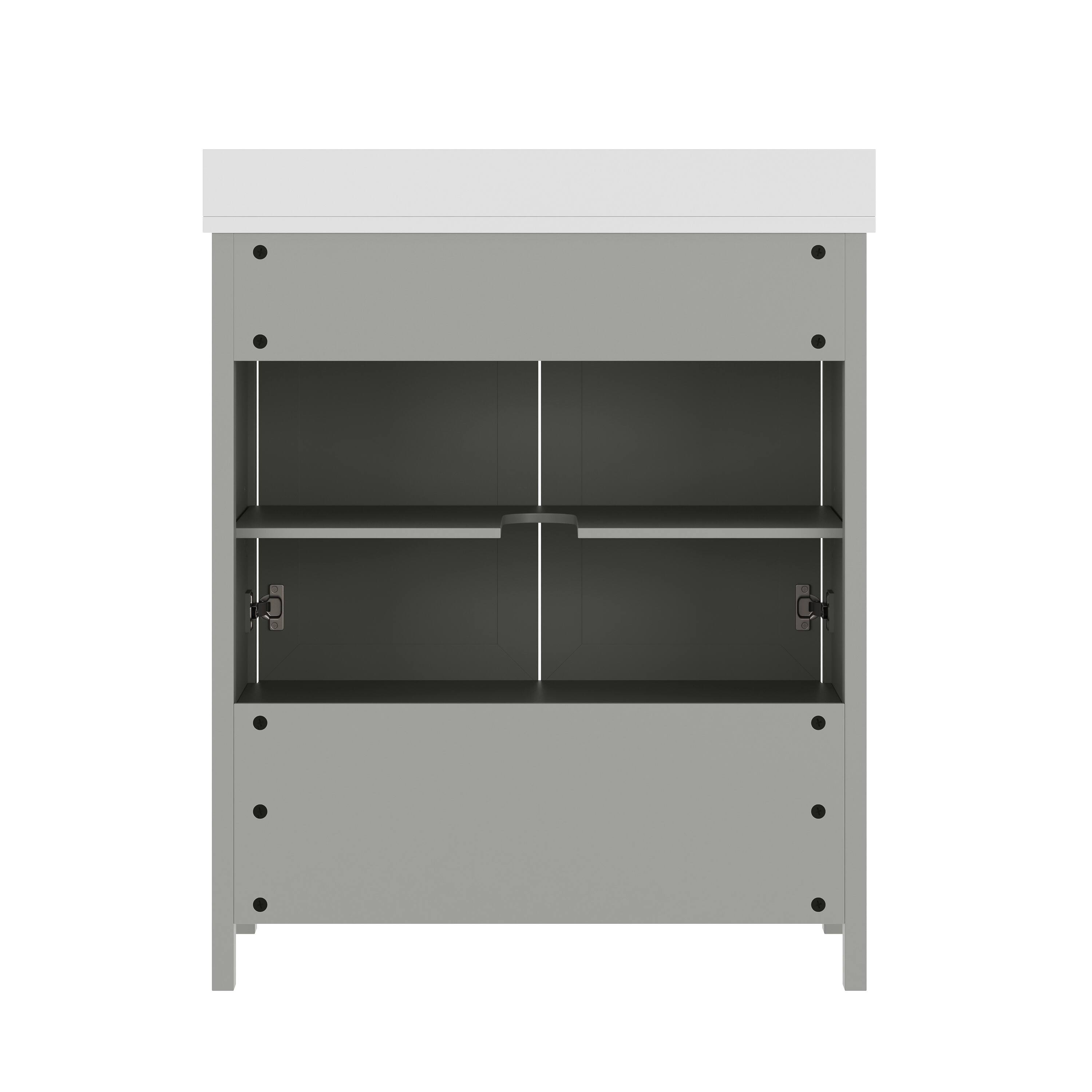 Alt View 4. Emma + Oliver - Bathroom Vanity w/ Ceramic Undermount Sink, Cabinet, Bottom Drawer - Gray Frame/Gold Hardware.