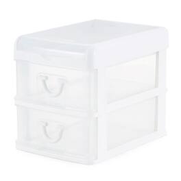 Gracious Living - 2-Drawer Desktop and Countertop Organizer Drawer Set, White/Clear