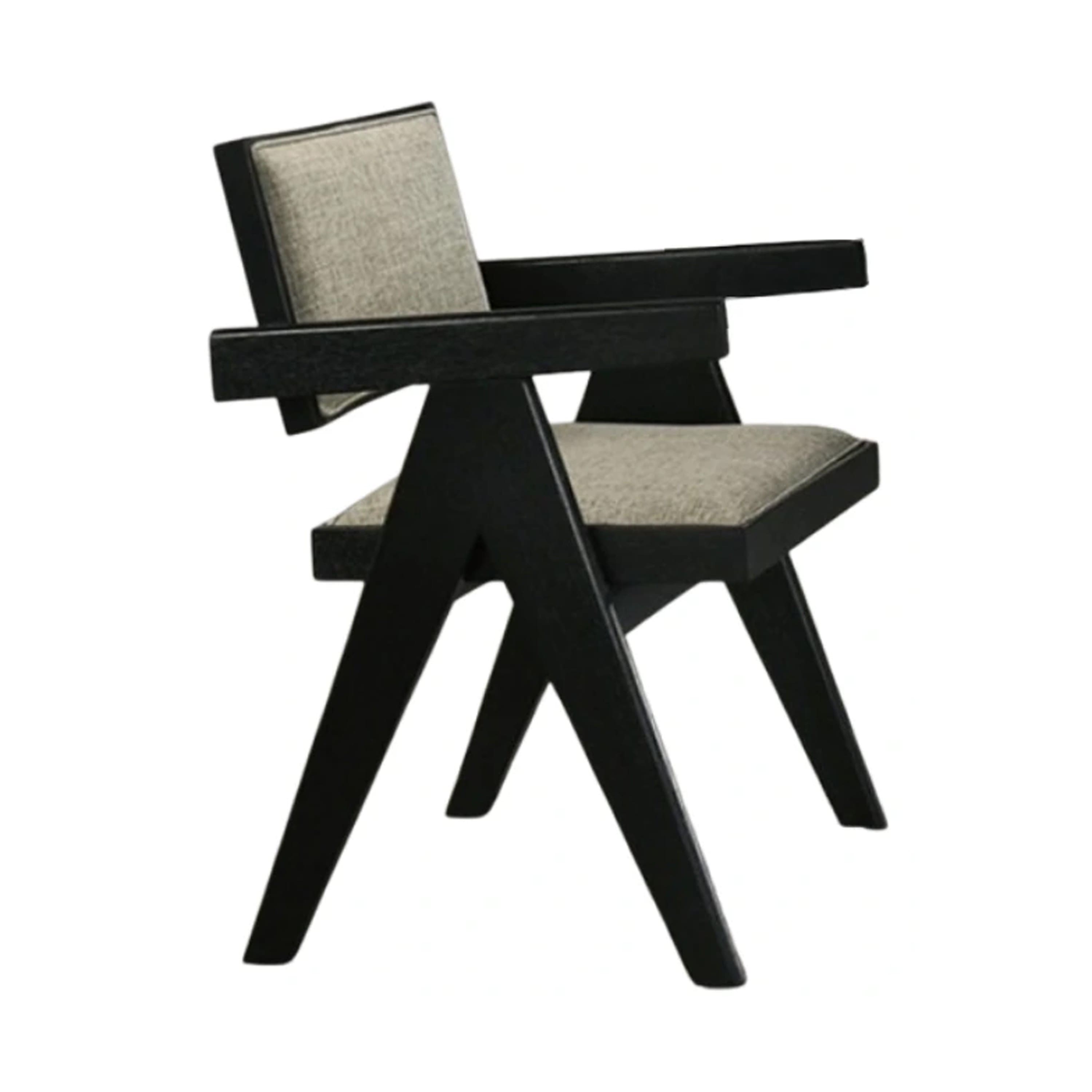 Manhattan Lane - Toty Dining Armchair Set of 2, Curved Arms, Angled Rear Legs - Black, Light Gray