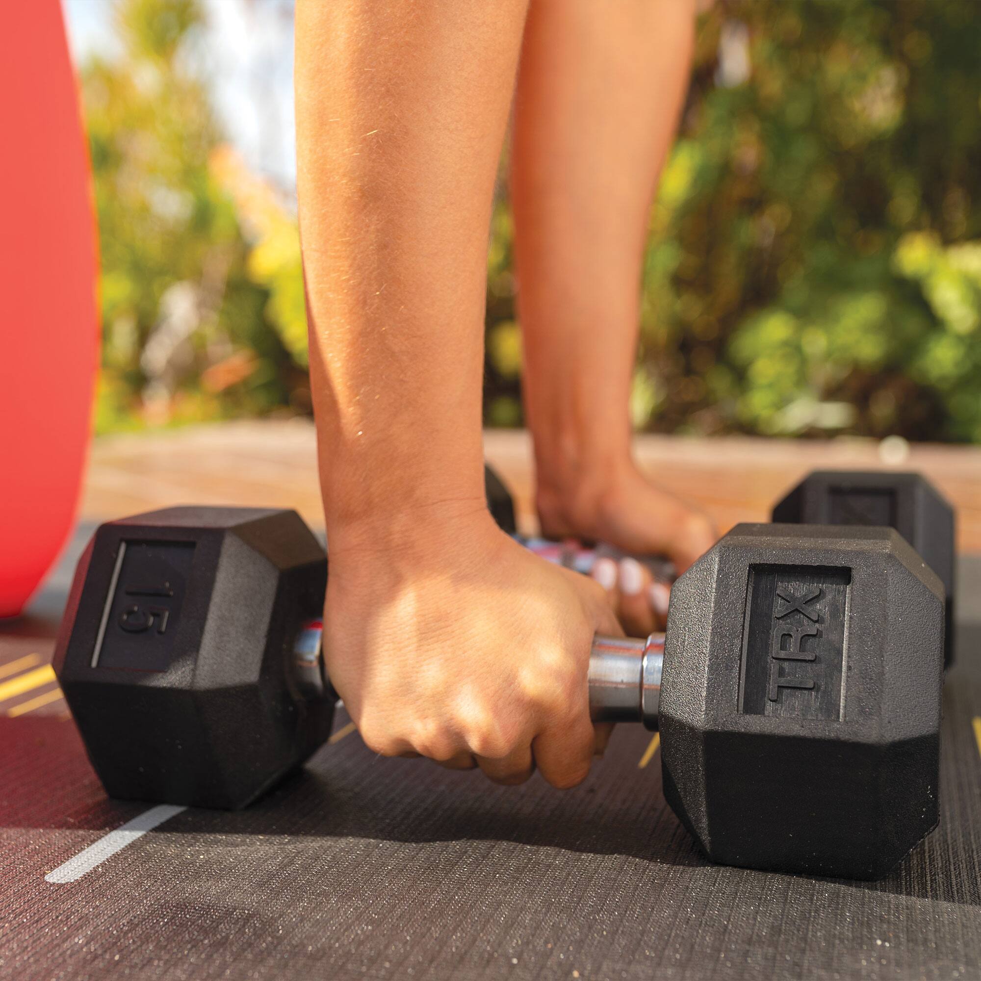 Alt View 3. TRX - TRX Hex Rubber 10 Pound Dumbbell Weight Strength Training Workout Equipment - Black.