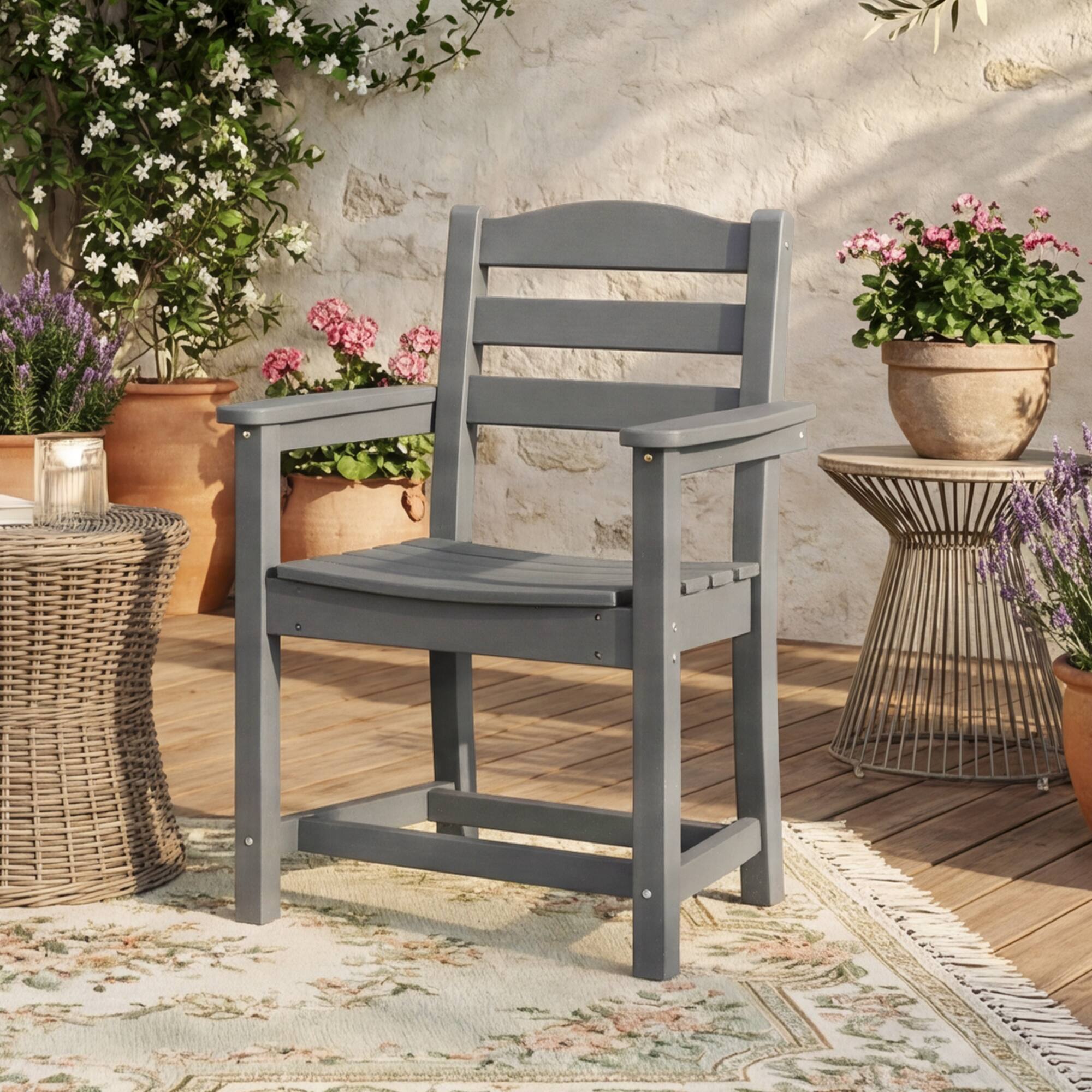 Alt View 8. Famapy - Pairs of HDPE Outdoor Dining Chair - 4 Colors Weatherproof Patio Armchair for Garden, Poolside 330LBS Capacity - Gray.