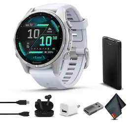 Garmin - fenix 8 – 43 mm, AMOLED, Silver with Whitestone Silicone Band - Silver - (2024)