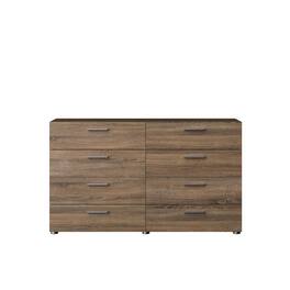 FurniFact - Elegant 8 Drawer Dresser for Modern Bedroom Storage Solutions - Truffle Oak