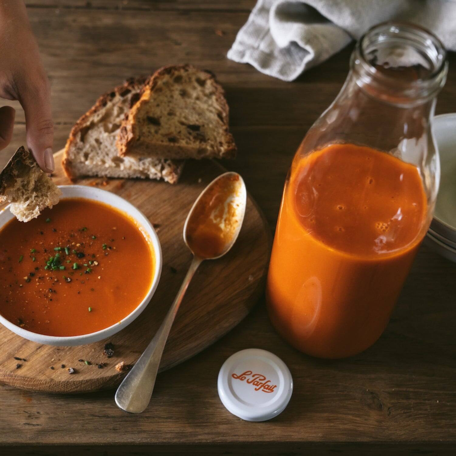 Alt View 2. Le Parfait - Milk Bottles - 1L French Glass Preserving Bottles w/ 48mm Printed Logo Metal Twist Cap, 32oz/Quart (Pack of 6).