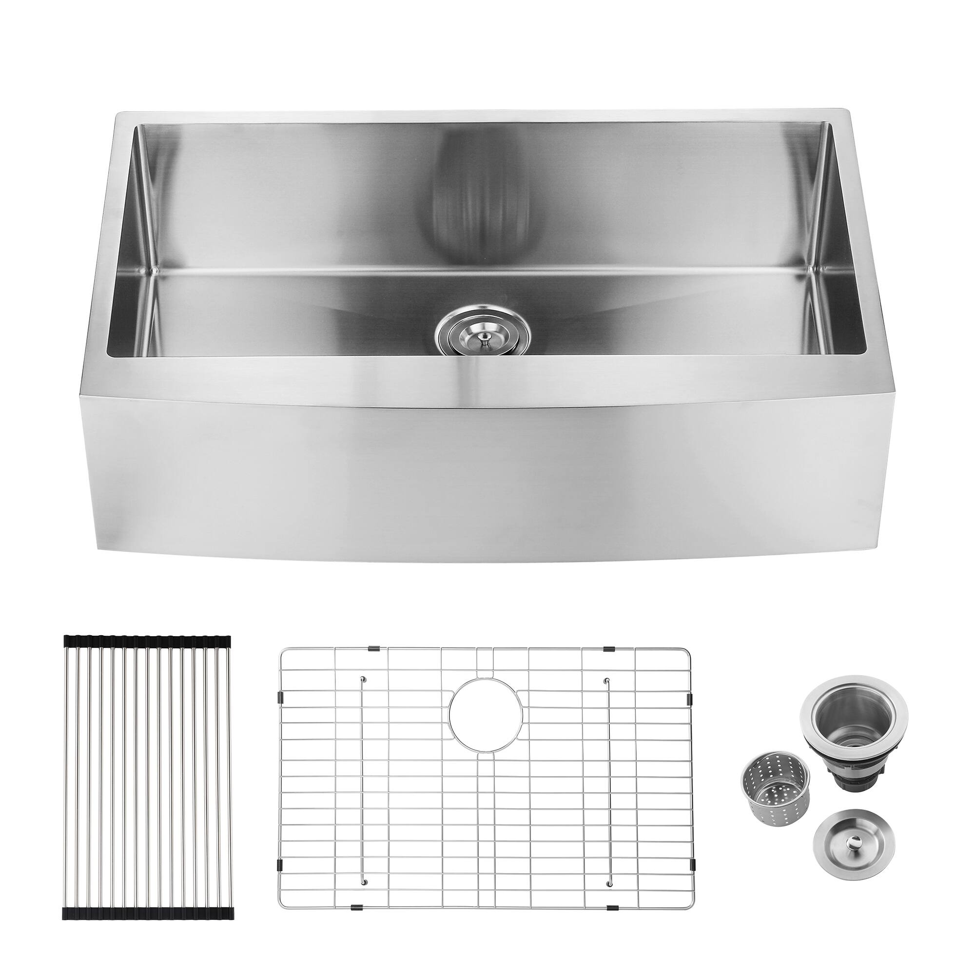 Alt View 6. ELEMENT ACE - 30" Farmhouse Apron Front Single Bowl Stainless Steel Kitchen Sink - Brushed Nickel.
