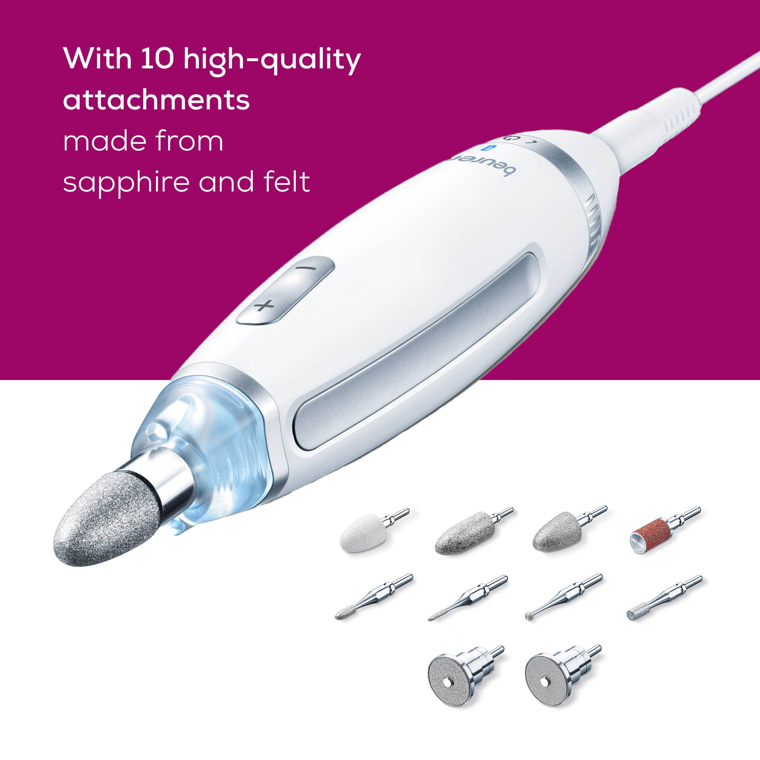 With 10 high-quality attachments made from sapphire and felt