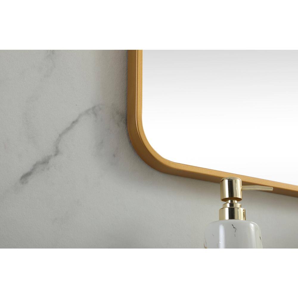 Back. Elegant Decor - Soft corner metal square mirror 30x30 inch in Brass - Brass.