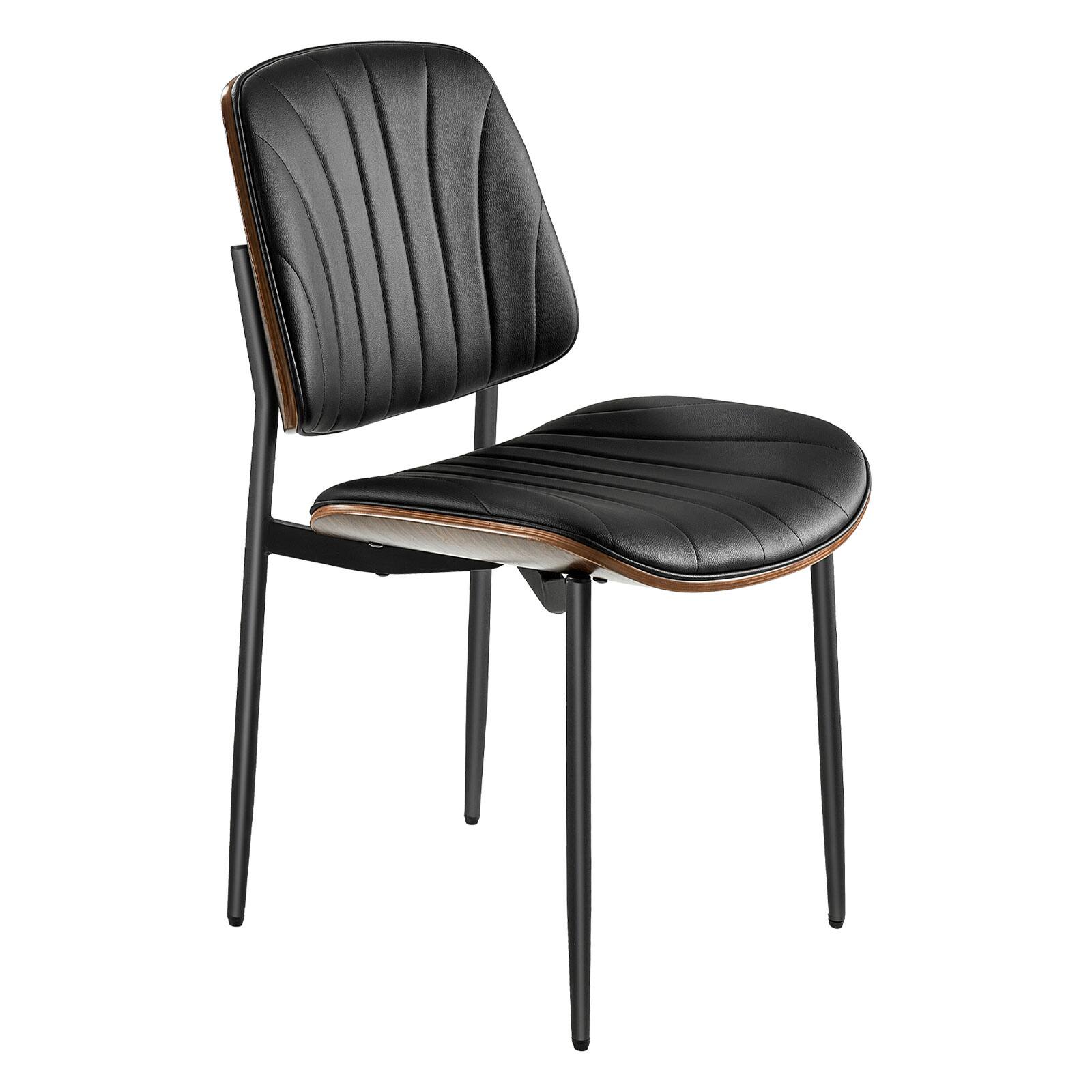 Alt View 5. VEVOR - Modern Dining Room Accent Chairs Set of 6, Upholstered Leather Side Chair for Dining Tables, Space-Saving Table Chair - Black.