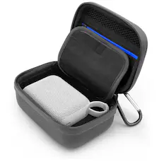 Front. CASEMATIX - Travel Case Fits JBL Go 4 Portable Bluetooth Speaker – Compact EVA Protective Carry Case w/ Zippered Pocket & Strap.
