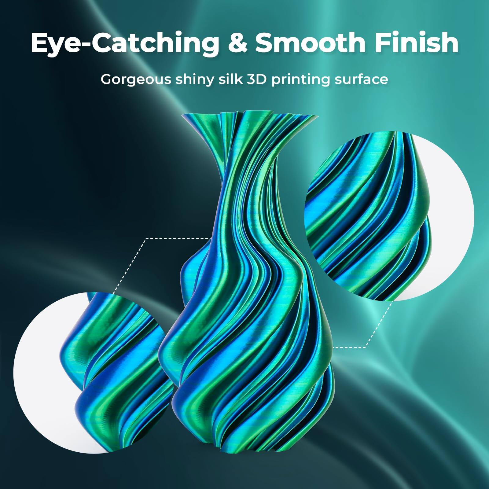 Eye-Catching & Smooth Finish
Gorgeous shiny silk 3D printing surface