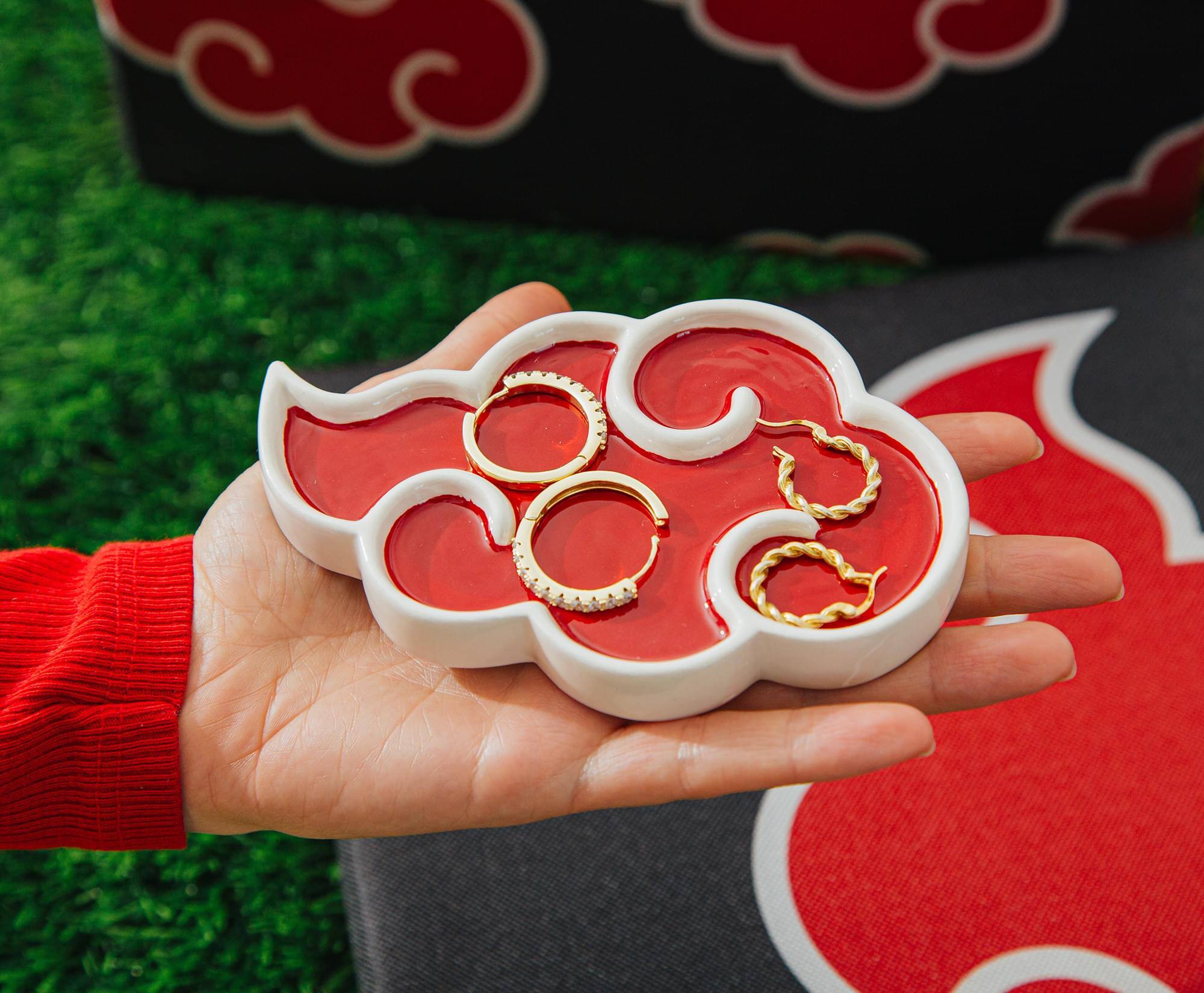 Alt View 4. Ukonic - Naruto Shippuden Akatsuki Red Cloud Ceramic Trinket Tray Dish - Red.