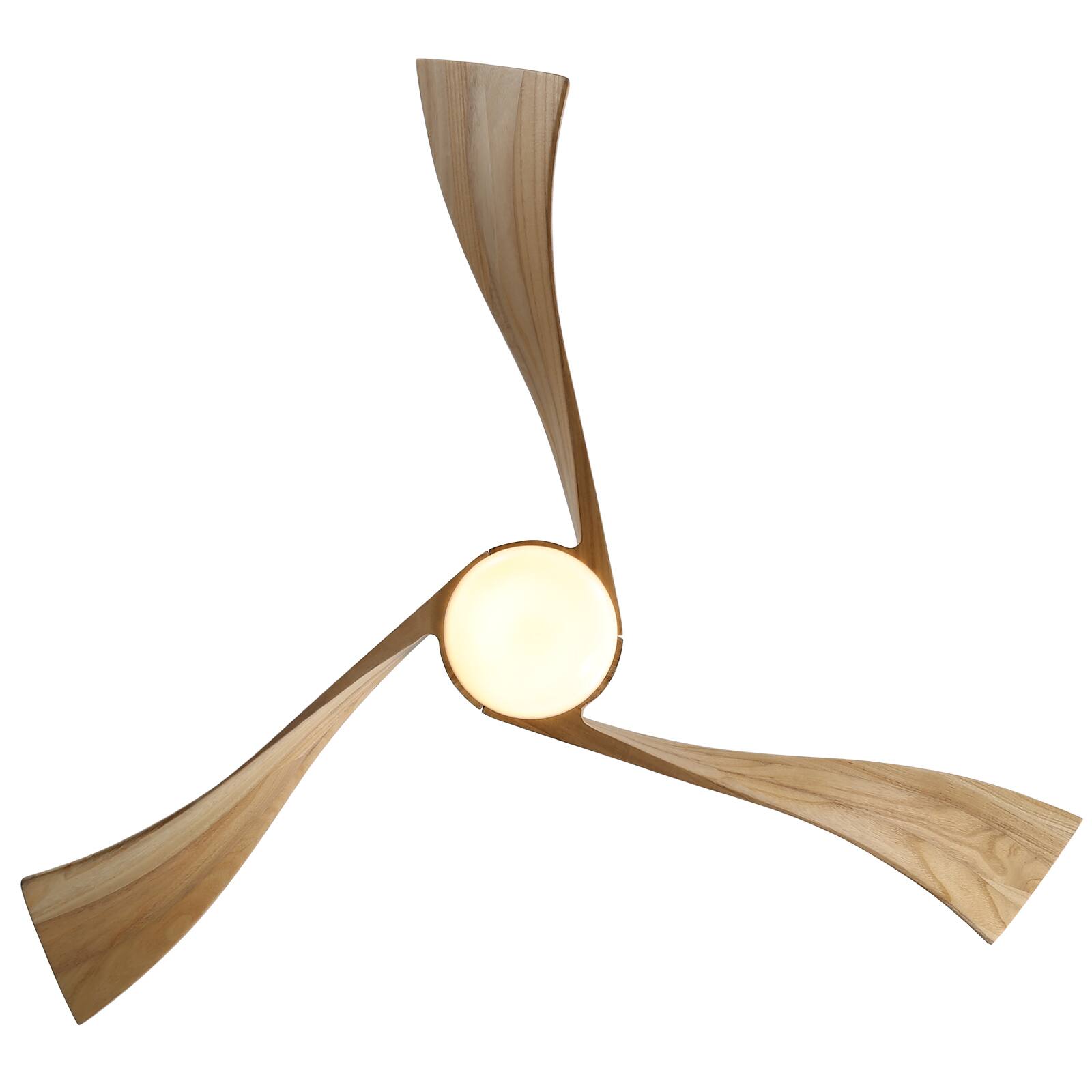 Back. Sofucor - 52 Inch Solid Wood Ceiling Fan DC Motor 3 Blades Fans with Lights & Remote Control High CFM Farmhouse Ceiling Fan - White Wood.