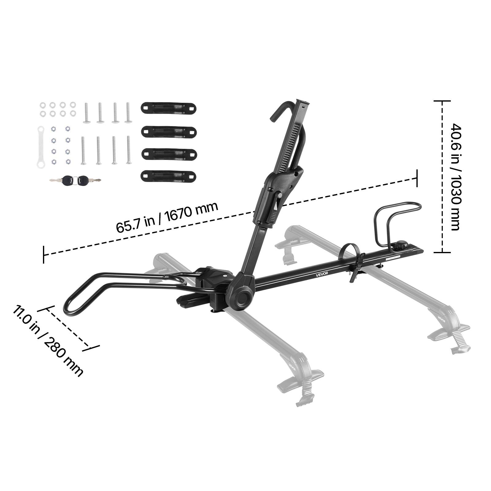 1670 mm / 65.7 in, 40.6 in / 1030 mm, 11.0 in / 280 mm