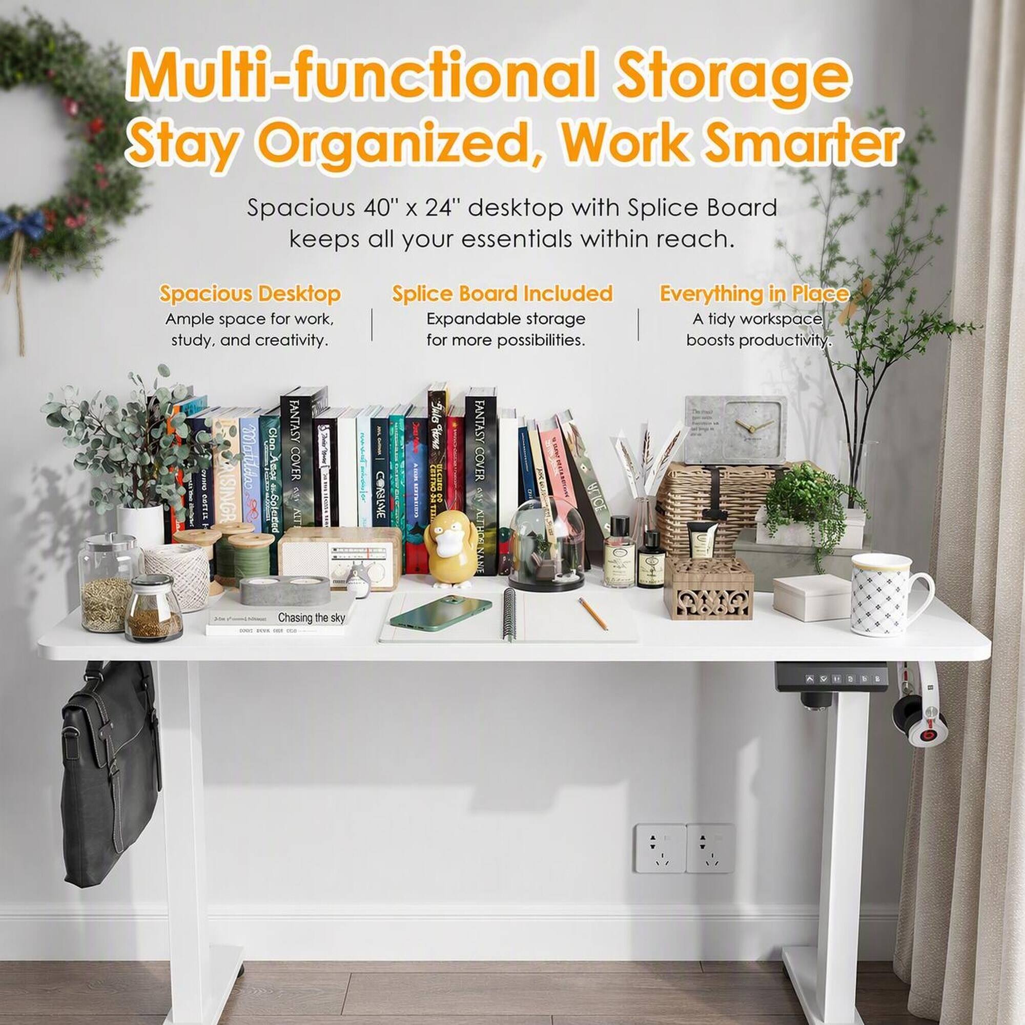 RYHNUYNE Electric Standing Desk 40 x 24 Inches Sit Stand Home Office ...