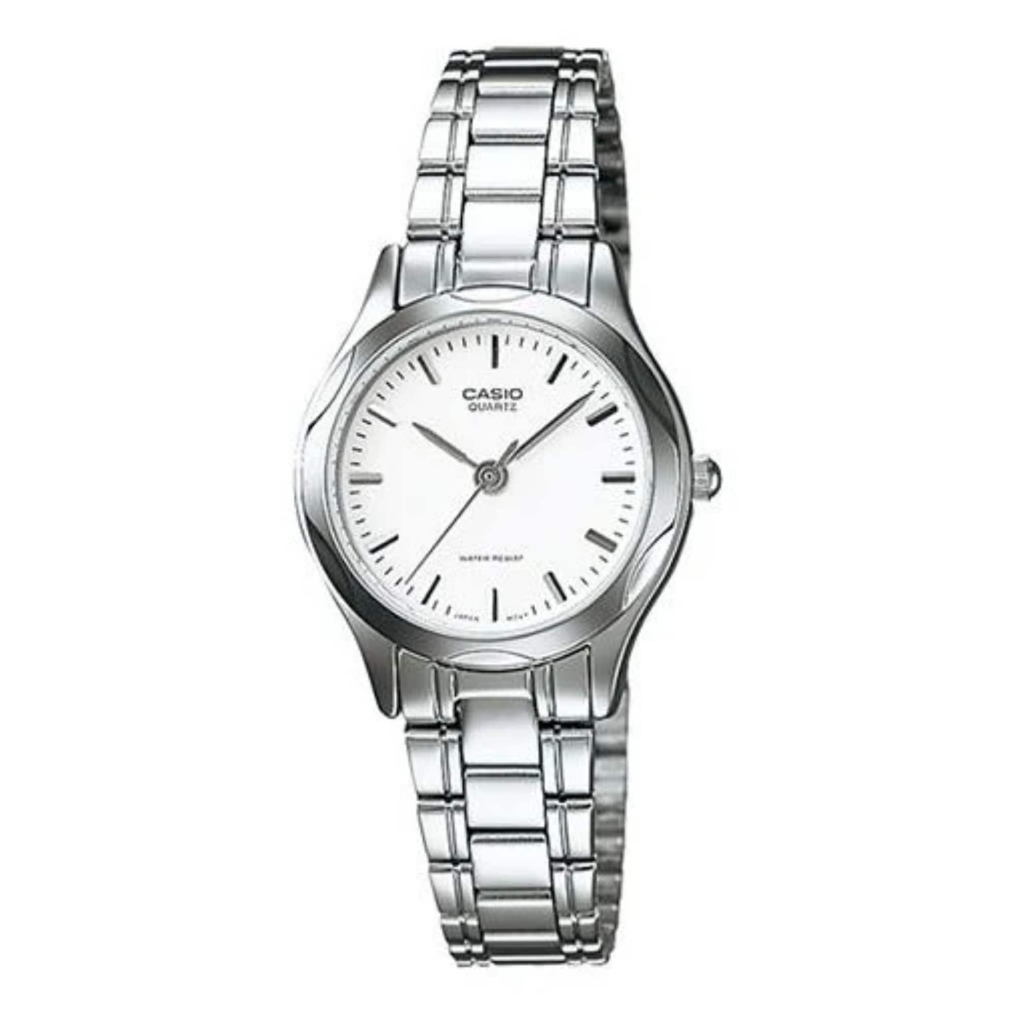 Casio - Women’s White Dial Watch with Stainless Steel Bracelet - LTP-1275D-7A - Silver