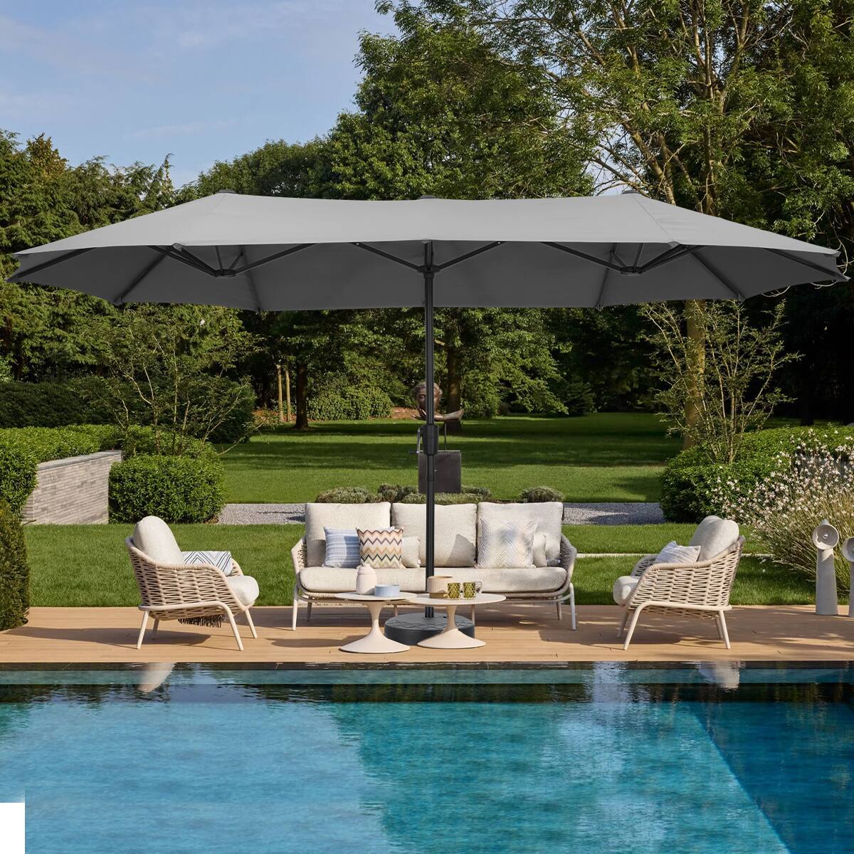 Angle. Ainfox - Ainfox 13ft Large Patio Umbrella Outdoor Market Umbrella UV ProtectionSturdy Framew/Easy Crank for Yard,Poolside,Deck - Gray.