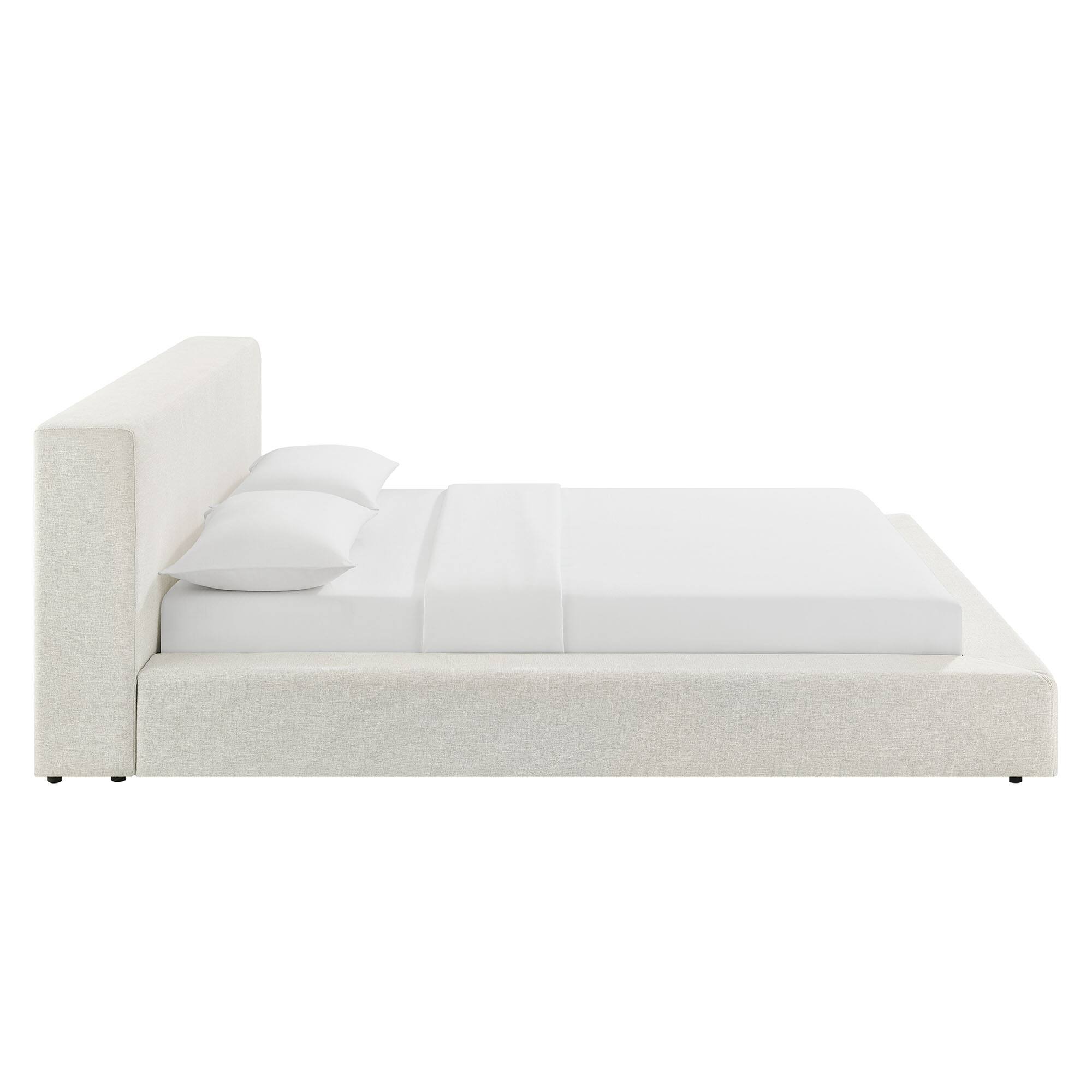 Alt View 4. Modway - Luma Chenille Upholstered King Platform Bed Frame by Modway - Ivory Fabric.