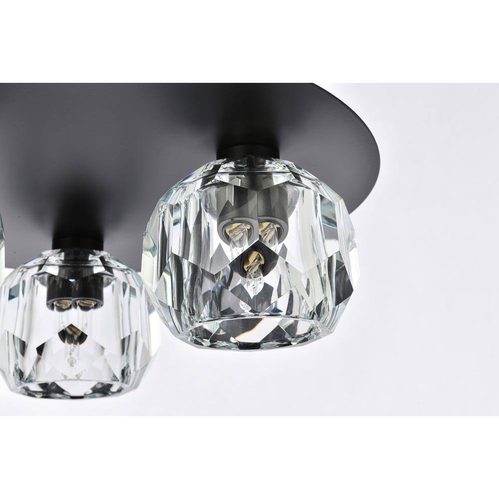 Alt View 2. Elegant Lighting - Graham 3 Light Ceiling Lamp in Black - Black And Clear.