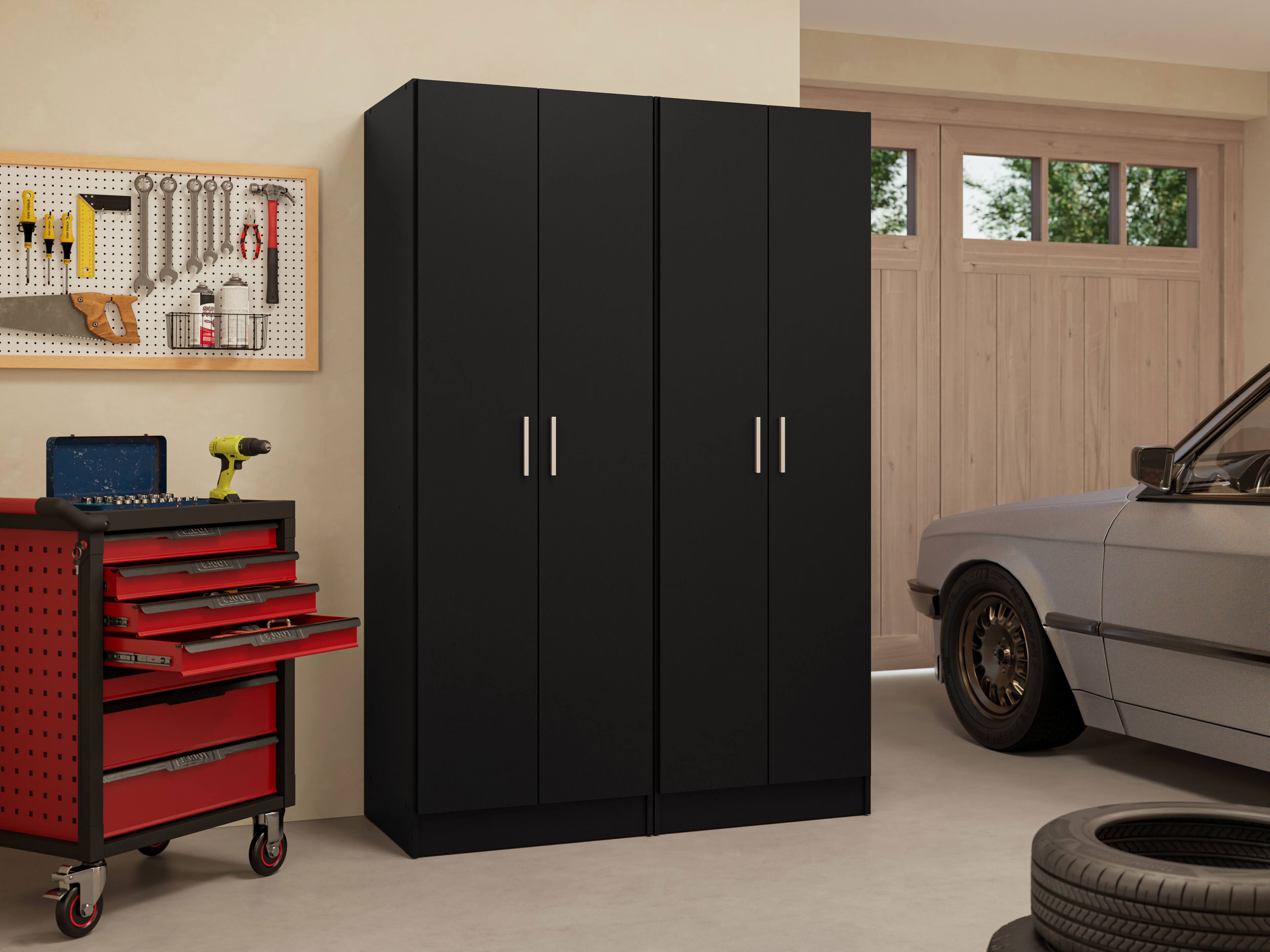 Alt View 5. Madesa - Madesa Garage Storage Cabinet Set 4 Doors 8 Utility Shelves 47"L Organization Unit for Garage and Tools - Black - Black.