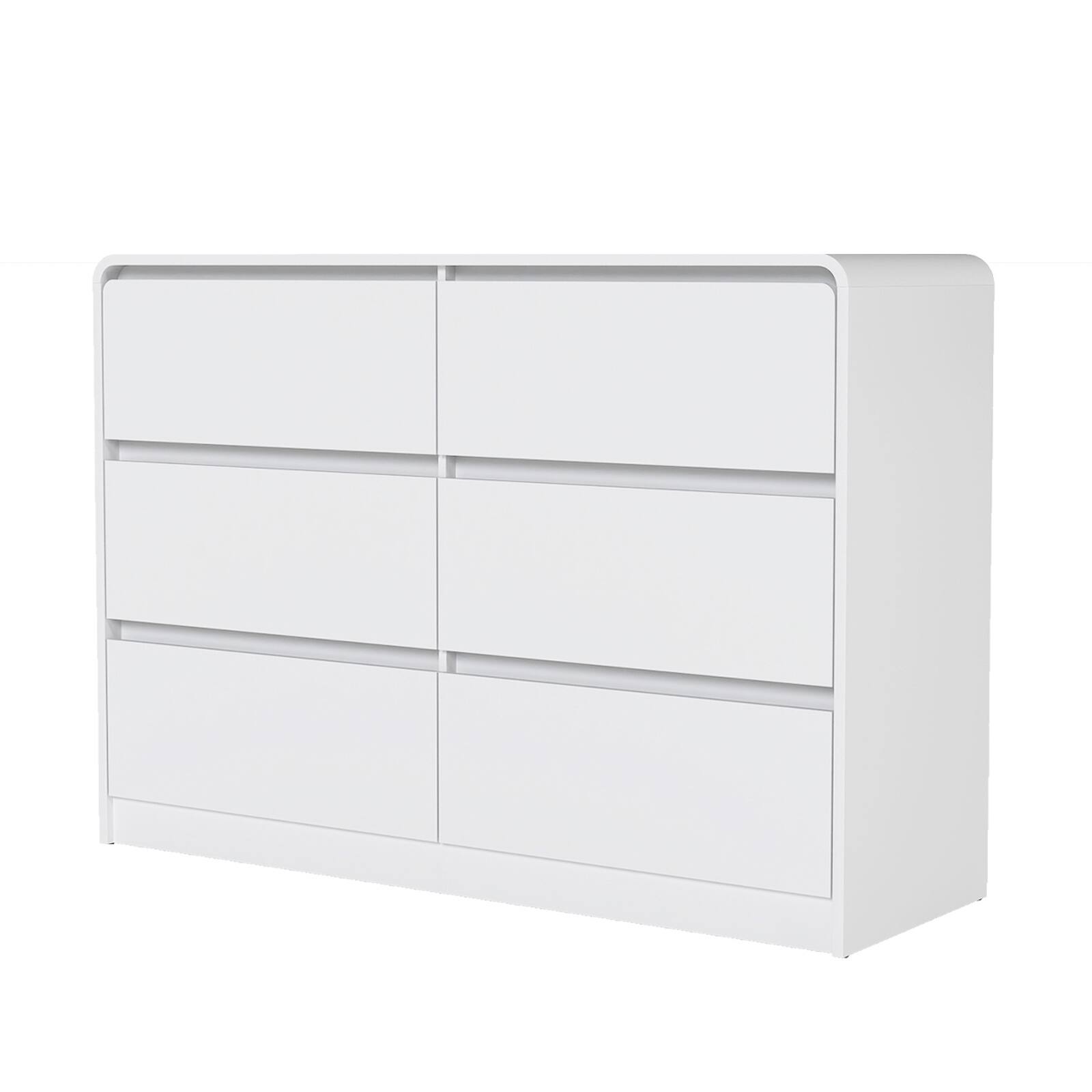 Front. Spaco - Spaco Modern 6-Drawer Dresser, Wood Chest with Storage Cabinet for Clothes, TV Stand Vanity for Bedroom, Living Room - White.