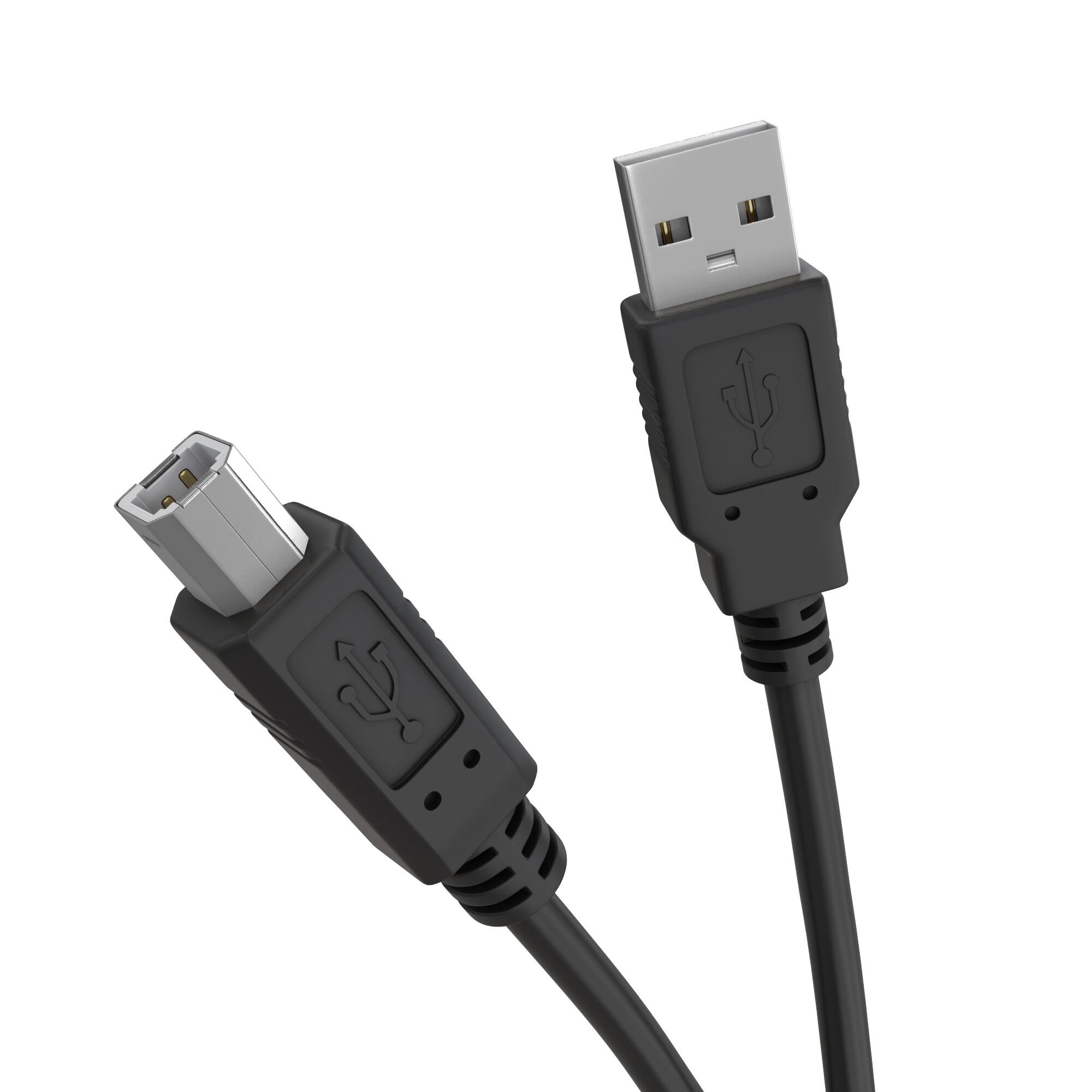 Alt View 2. Cmple.com - USB Printer Cable 10ft Black USB-A 2.0 Male to USB-B 480Mbps Gold-Plated Data Cord - Black.