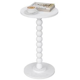 PO3TICJUNKI3 - Round Side Table Drink For Spaces Pedestal End Living Room Modern Accent Nightstand With Solid Wood Leg Bed - White