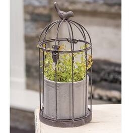 BreeBe - Wire Birdcage with Cement Pot - Multi