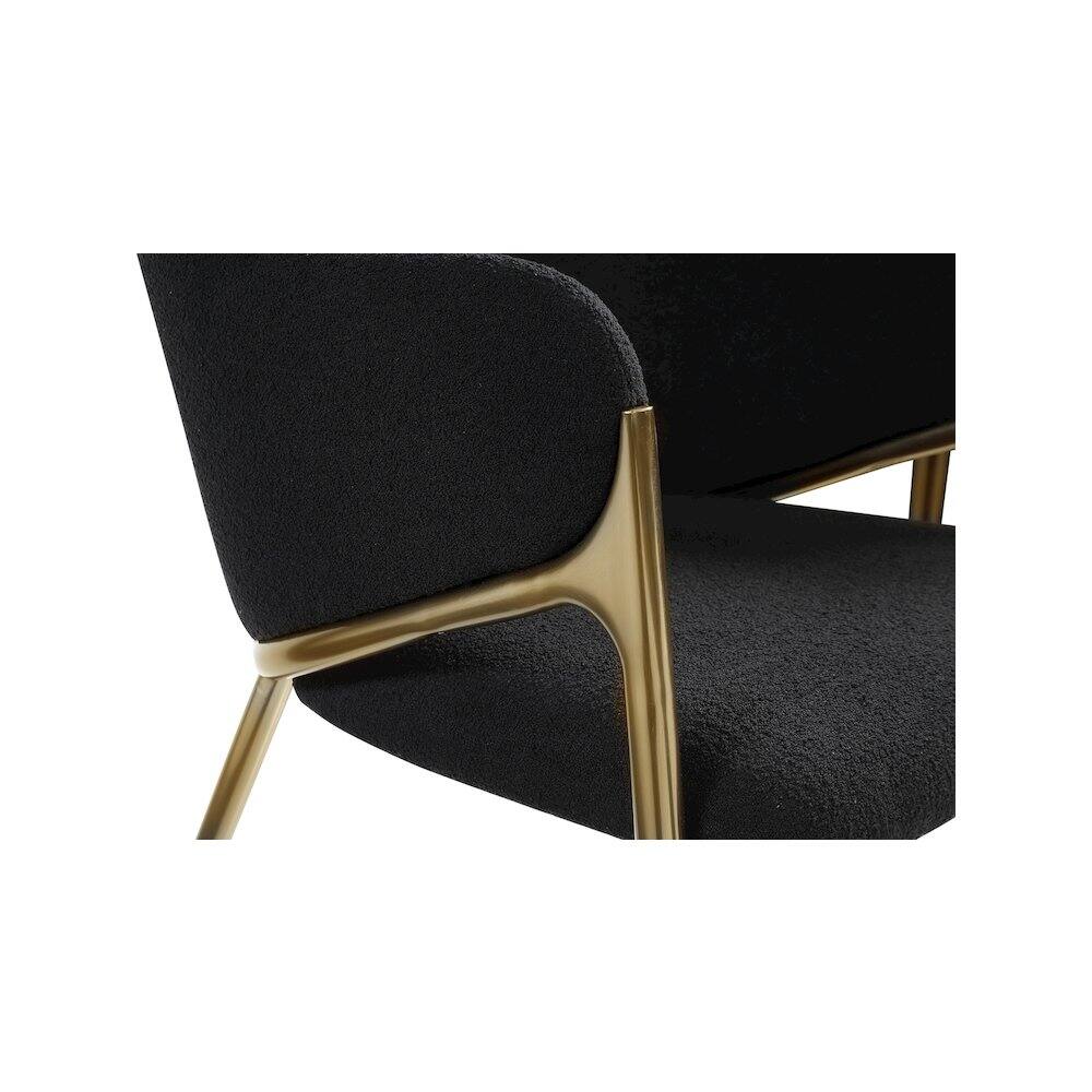 Alt View 3. Meridian Furniture - Nial Black Boucle Fabric Dining Chair, Set of 2 - Black.