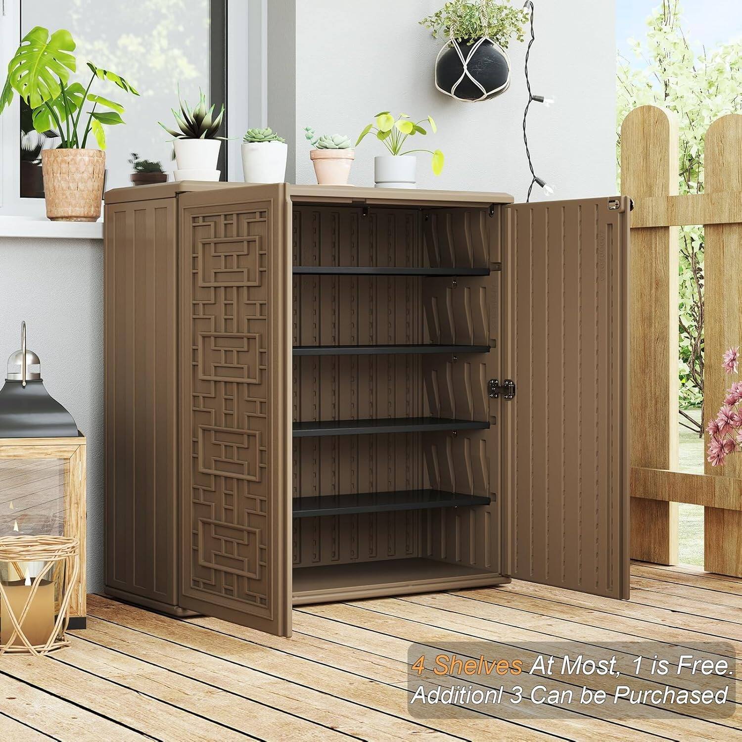 4 Shelves At Most, 1 is Free. Additional 3 Can be Purchased