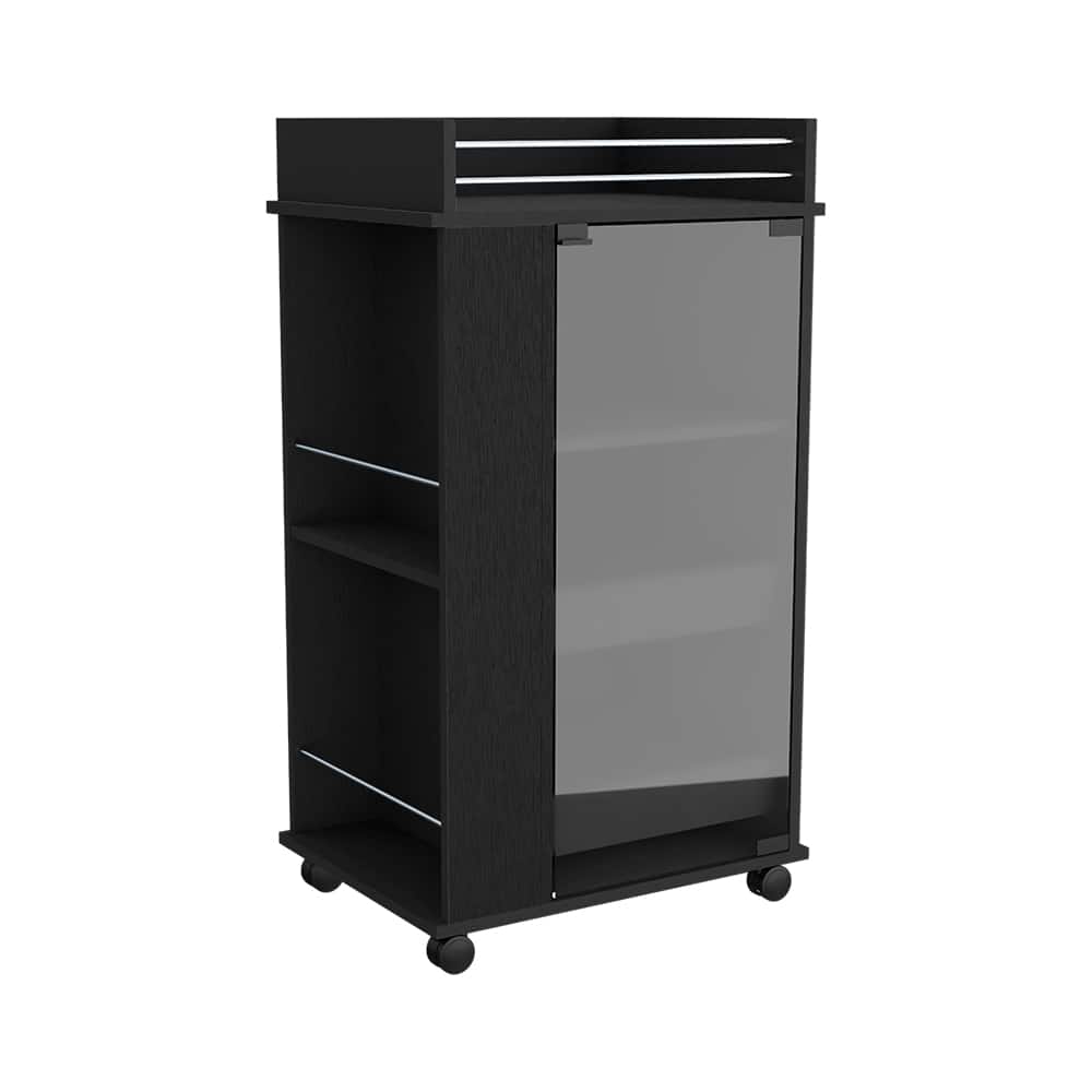TuHome - Baltimore Bar Cart with Casters, Glass Door, 2-Side Shelf, Living Room or Bar Room - Black price history on PriceWatchPro