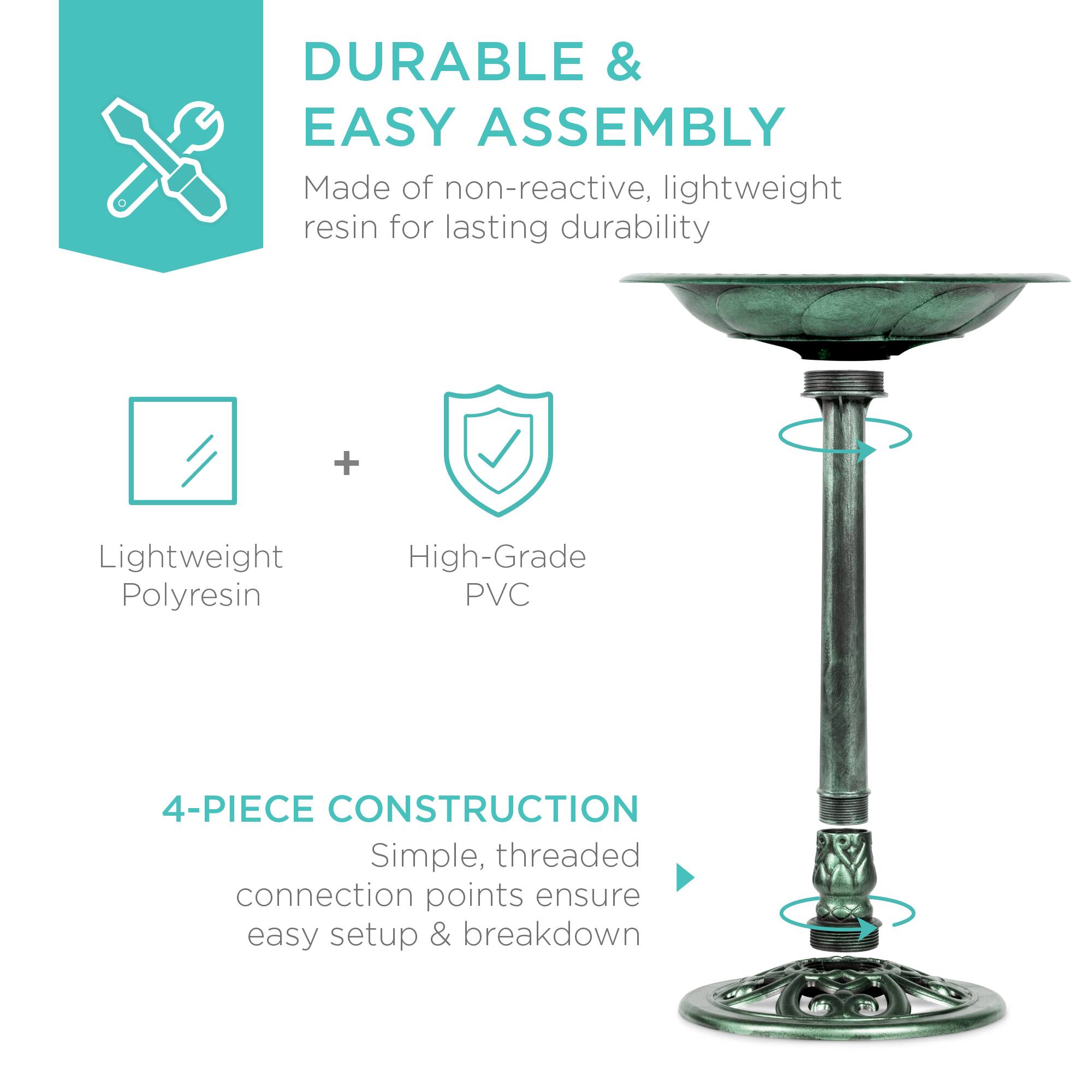 **DURABLE & EASY ASSEMBLY**

Made of non-reactive, lightweight resin for lasting durability

- Lightweight Polyresin
- High-Grade PVC

**4-PIECE CONSTRUCTION**

Simple, threaded connection points ensure easy setup & breakdown
