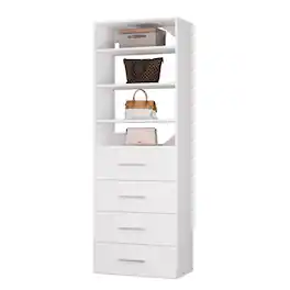 LOVMOR - 25.5 in White Modular Closet System Unit-Customizable Wall Mounted Walk-In Closets for Bedroom or Walk-in Closet - White