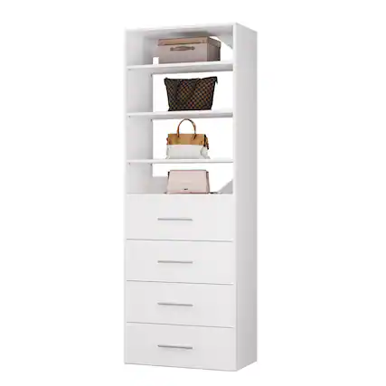 Front. LOVMOR - LOVMOR 25.5 in White Modular Closet System Unit-Customizable Wall Mounted Walk-In Closets for Bedroom or Walk-in Closet - White.